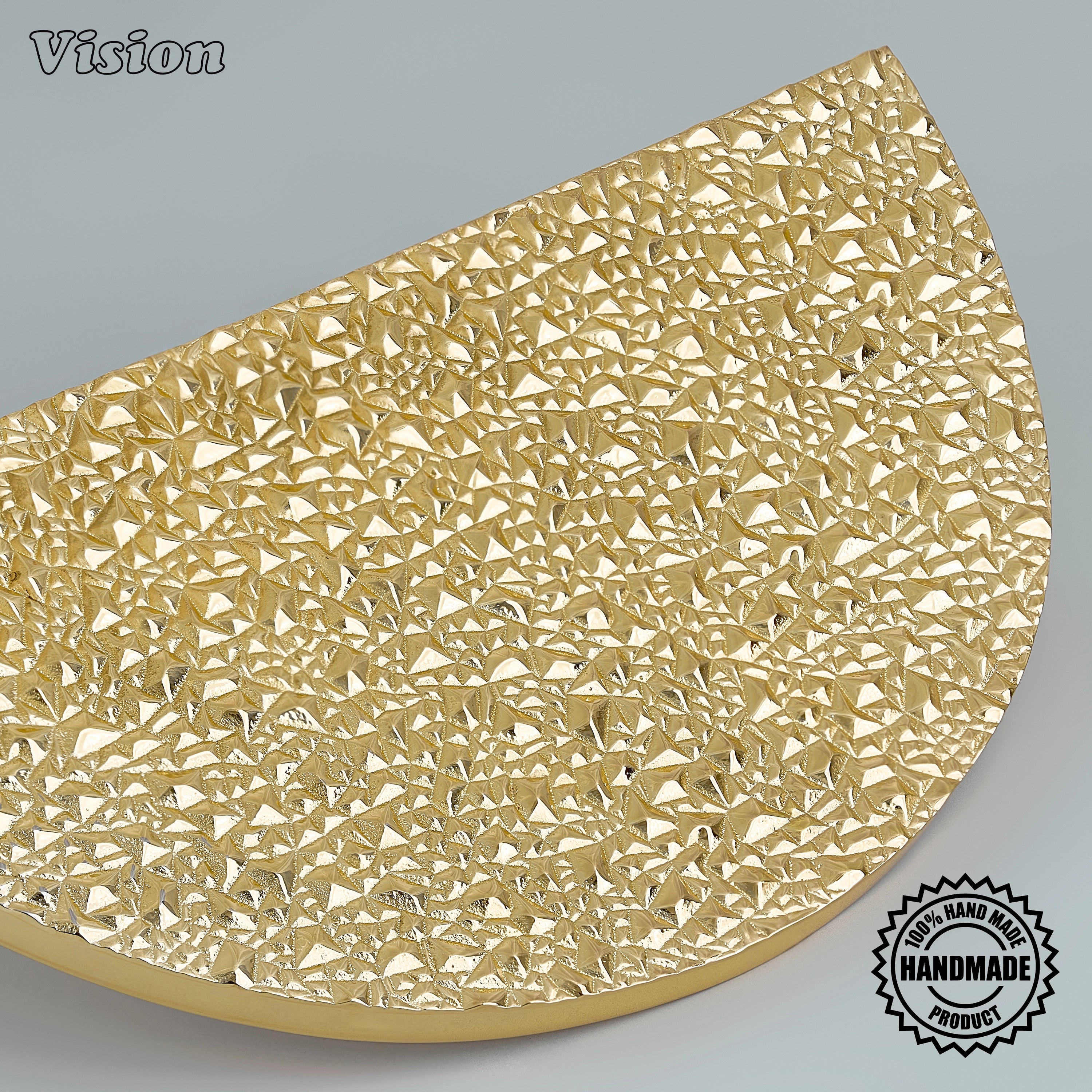 Premium polished brass sculpted brass door handle with semi-circle profile on luxury bedroom closets