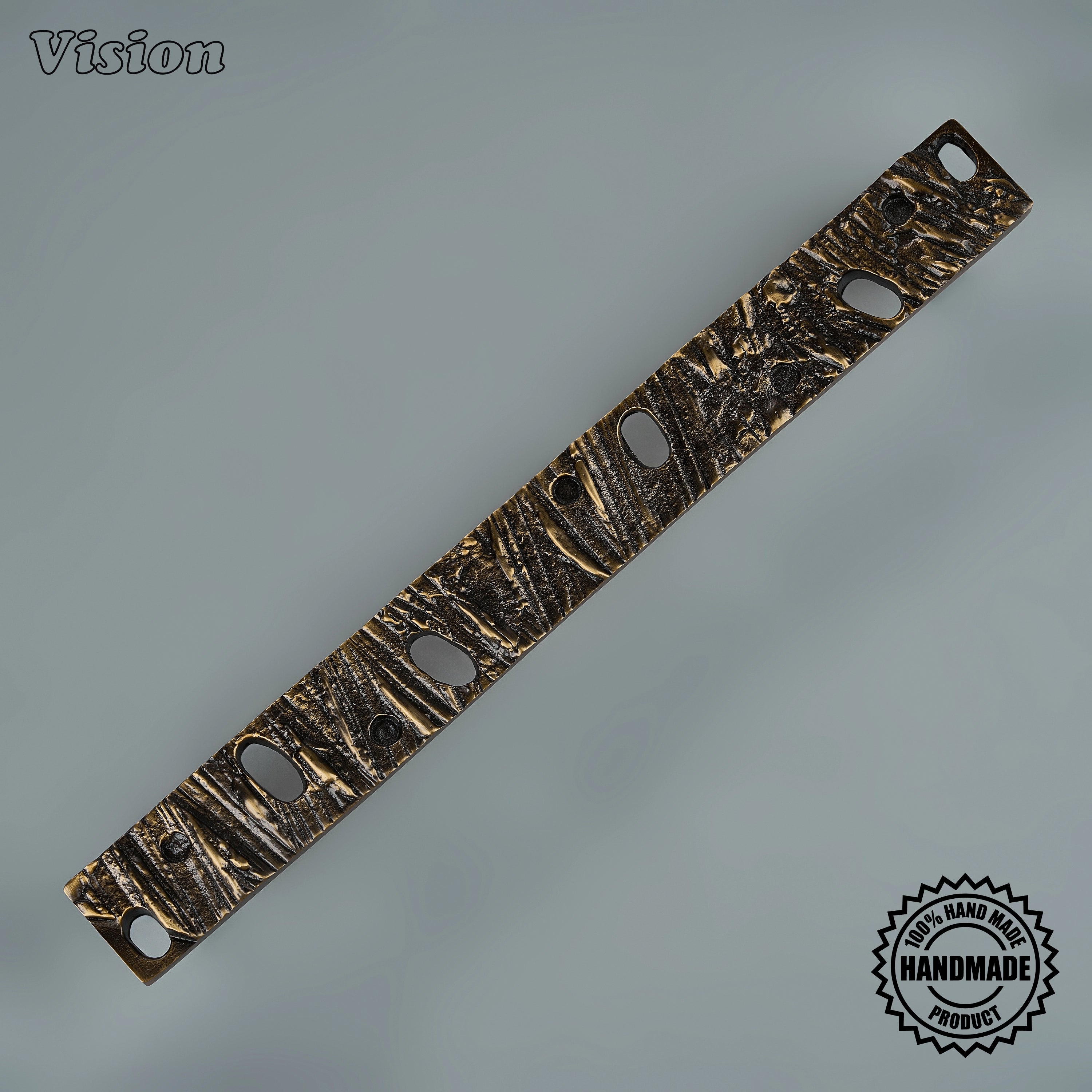 Premium antique bronze sculpted appliance handle with cylinder posts for wine cooler doors