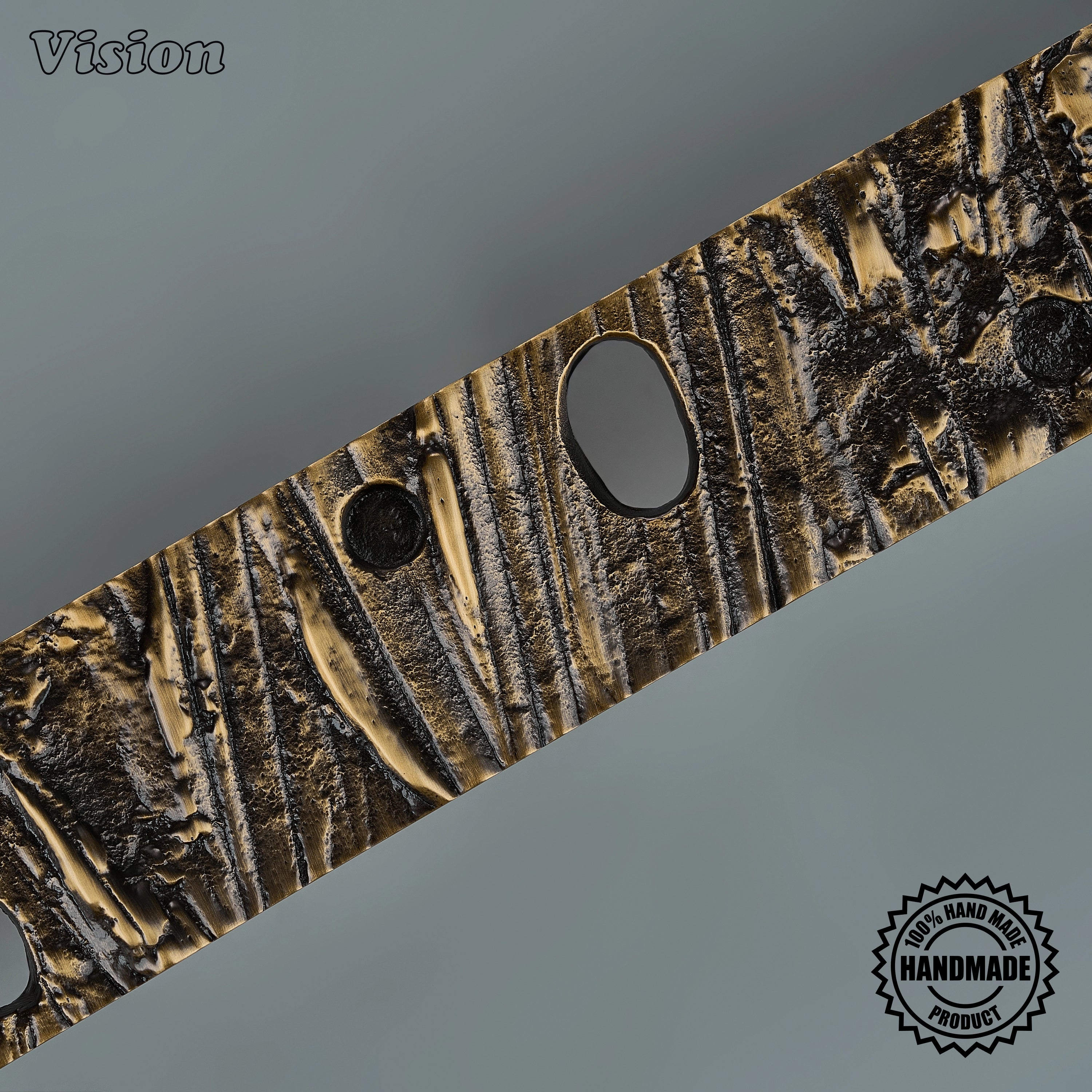 Textured antique bronze pull handle with handcrafted surface for tall armoire cabinets