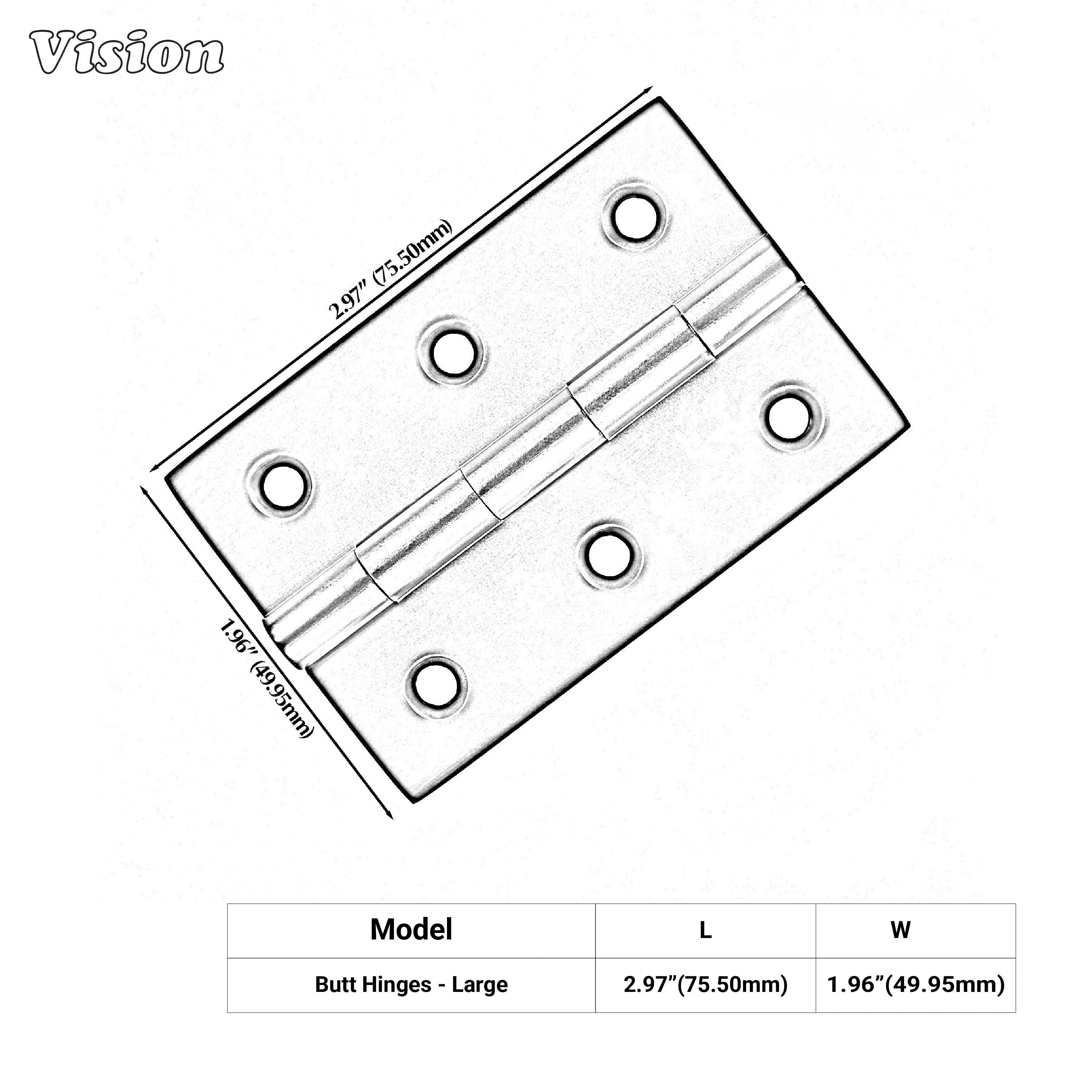 Wide rectangular gold brass cabinet hinge designed for storage cabinet doors