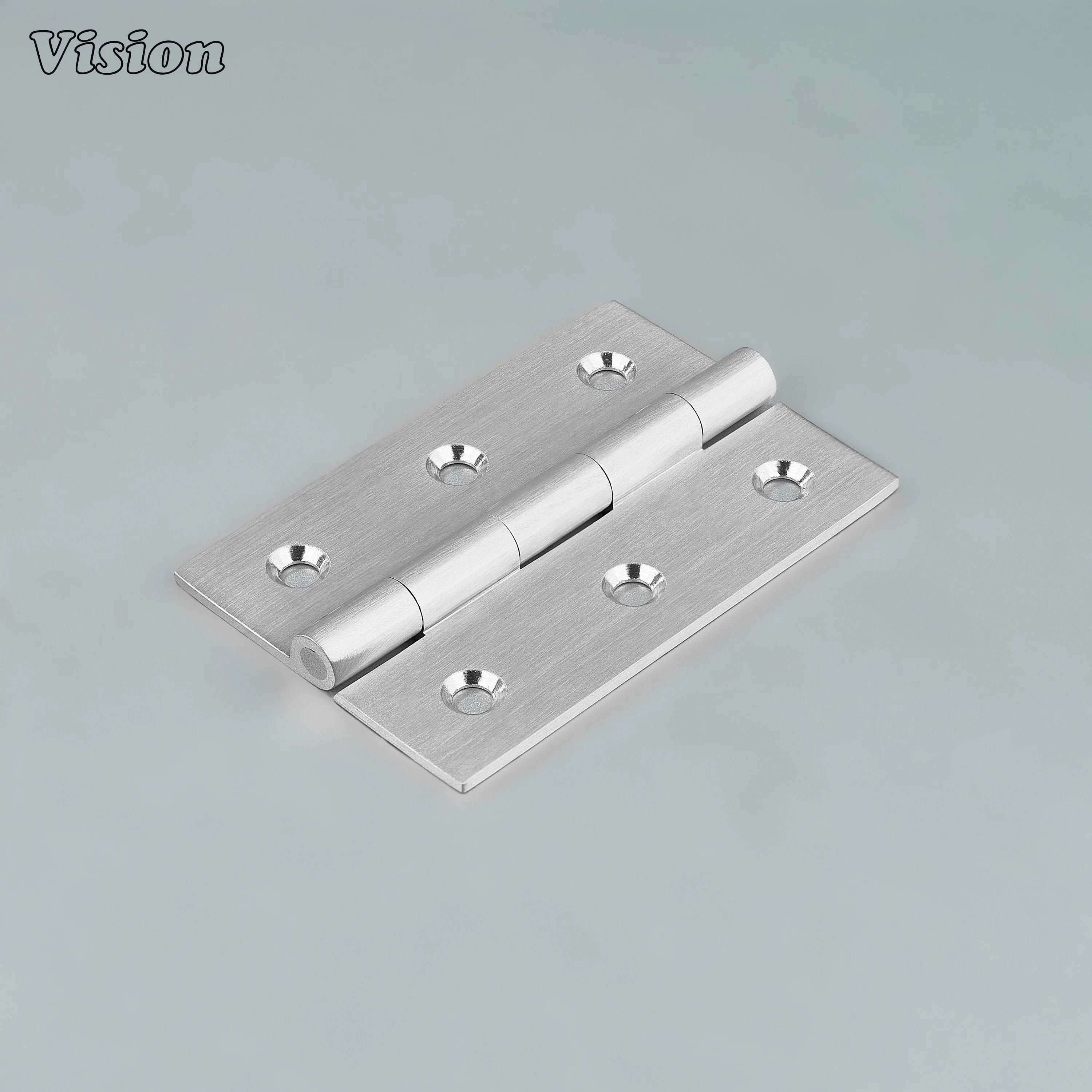 Brass cabinet hinge with plain profile in silver finish for kitchen cabinets