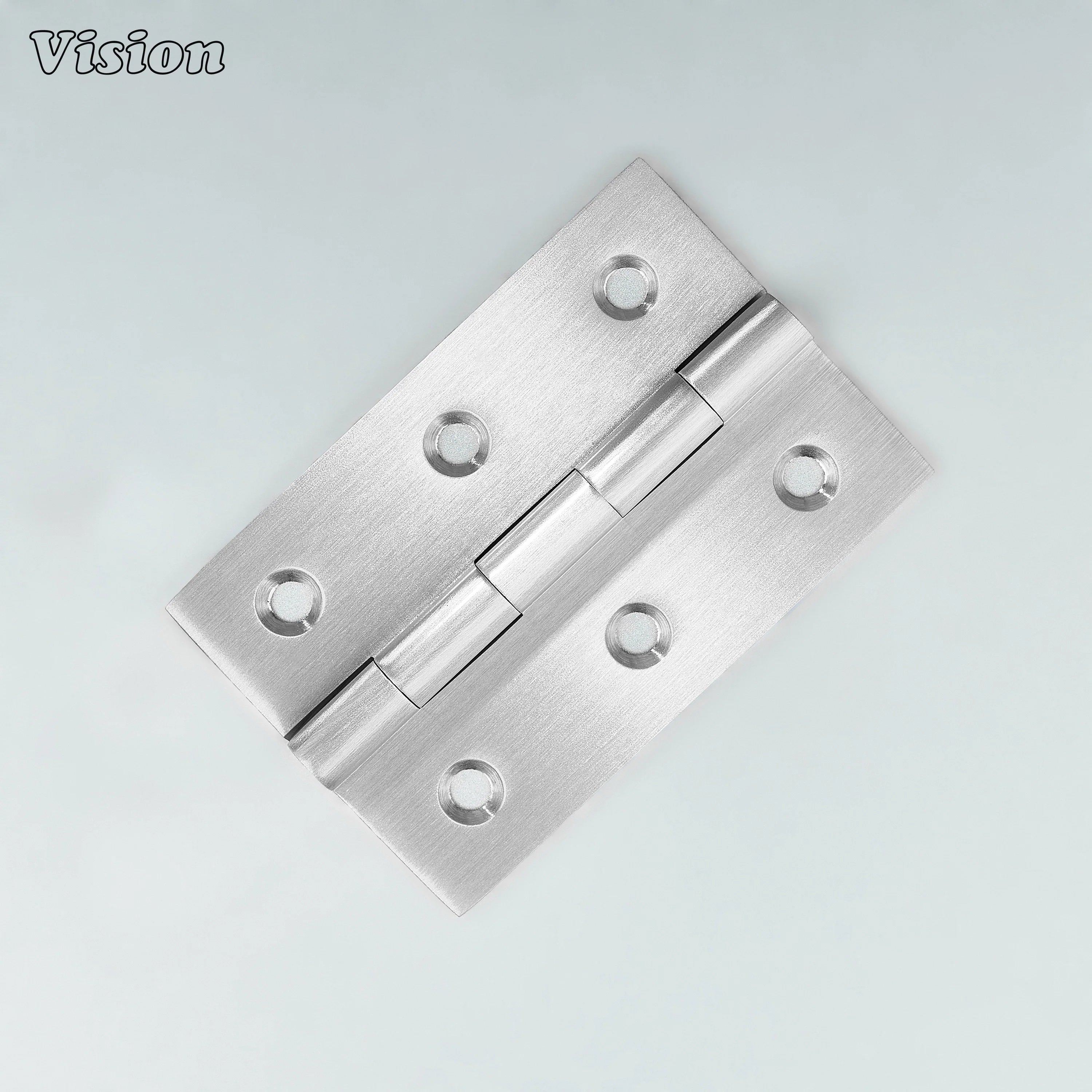 Large silver brass cabinet hinge with wide rectangular plates for wardrobe doors