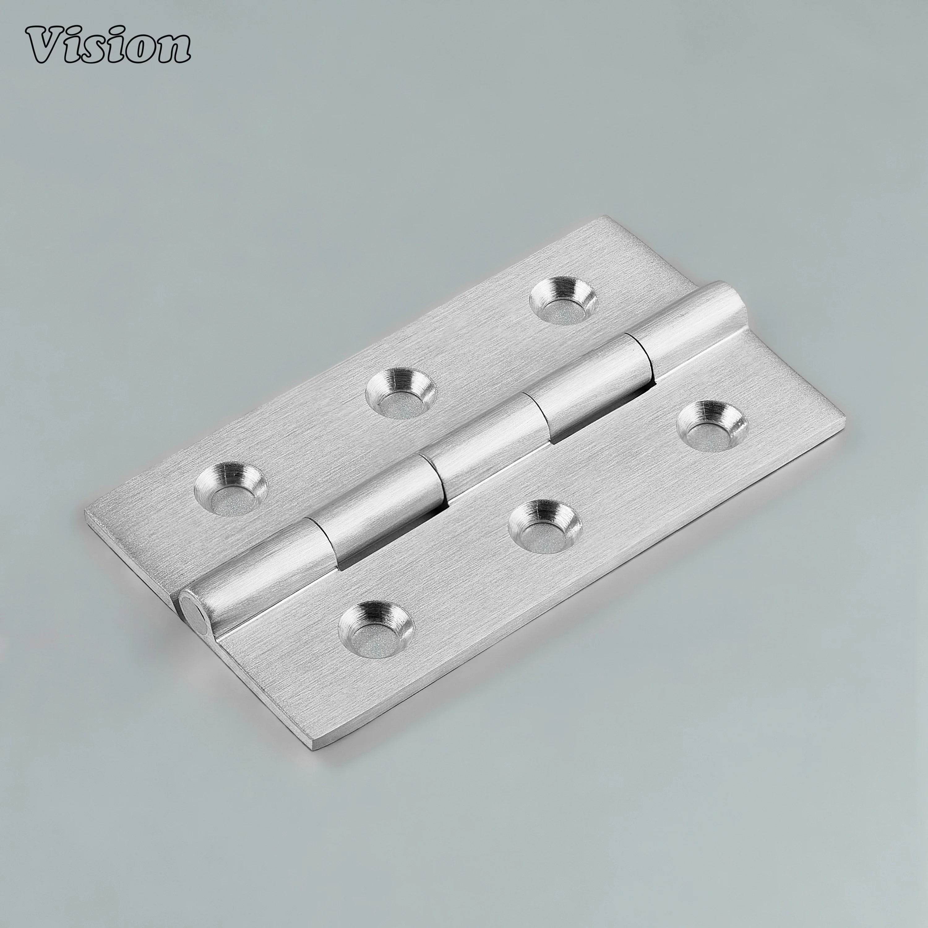 Brass cabinet hinge with plain profile in silver finish for kitchen cabinets