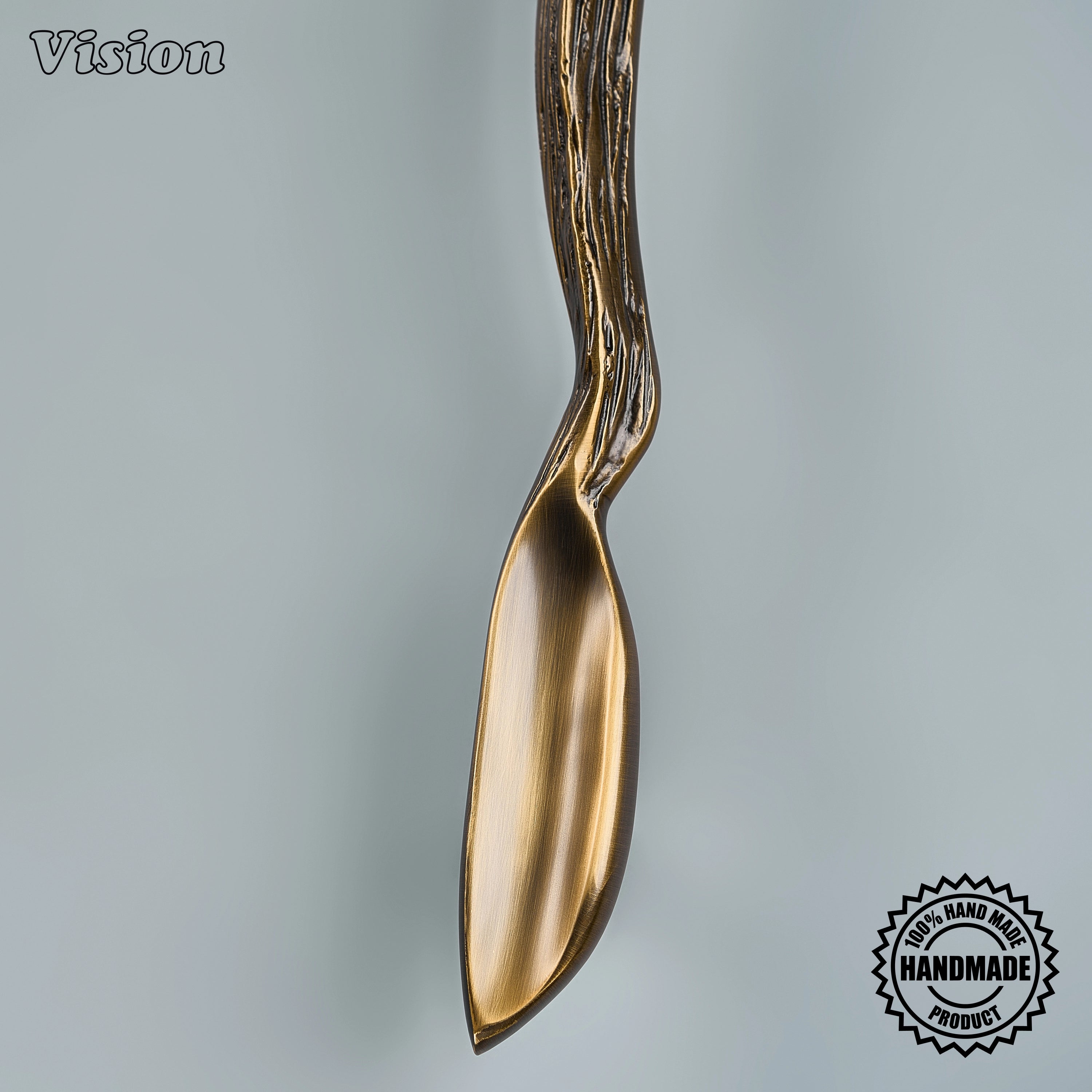 Artisan antique bronze handcrafted door handle with pod-like profile for dressing room closets
