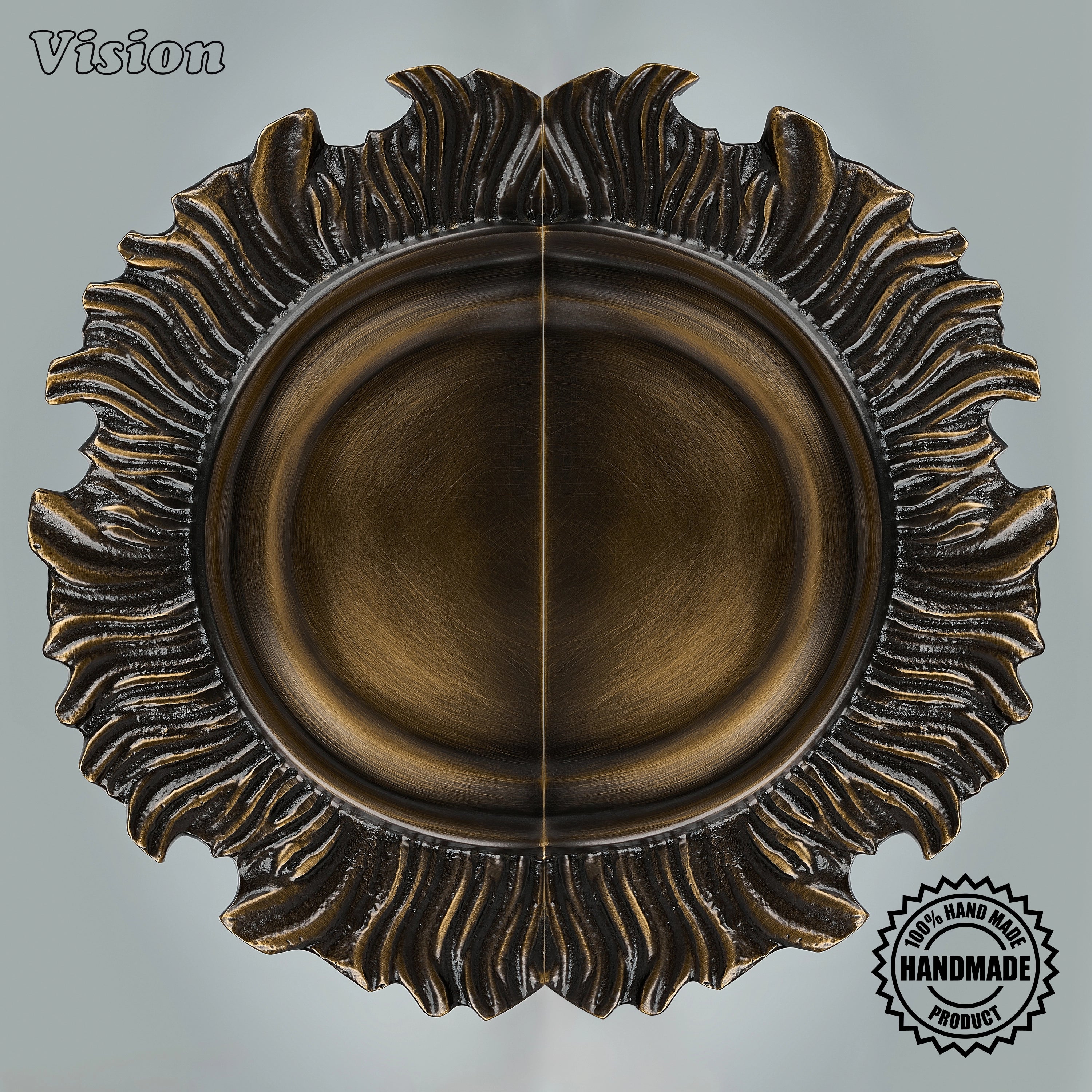 Luxury Antique Bronze handcrafted solid brass door handle with radiant artistic profile for entry doors.