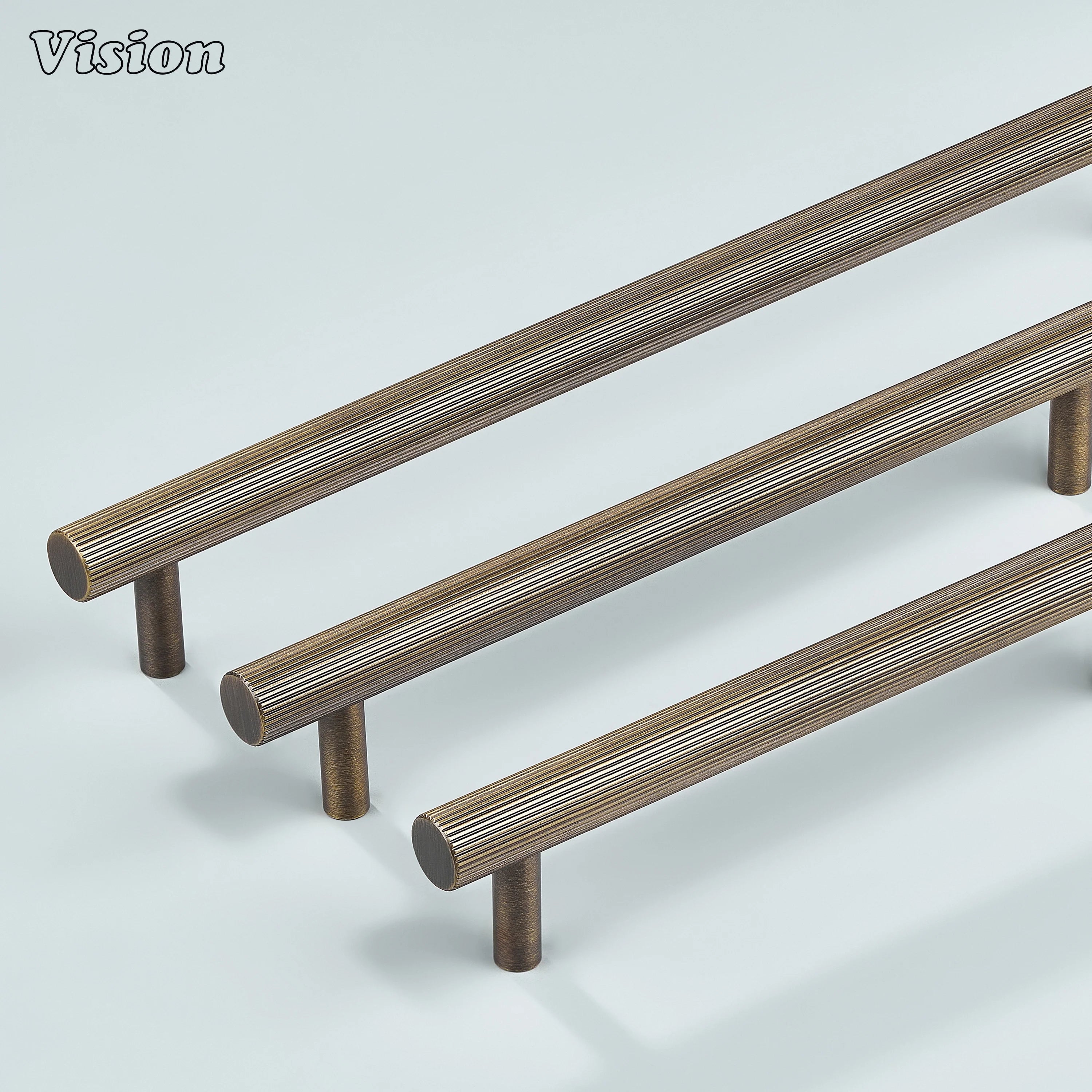 Antique bronze knurled cabinet pull used on dresser drawers and cupboards.