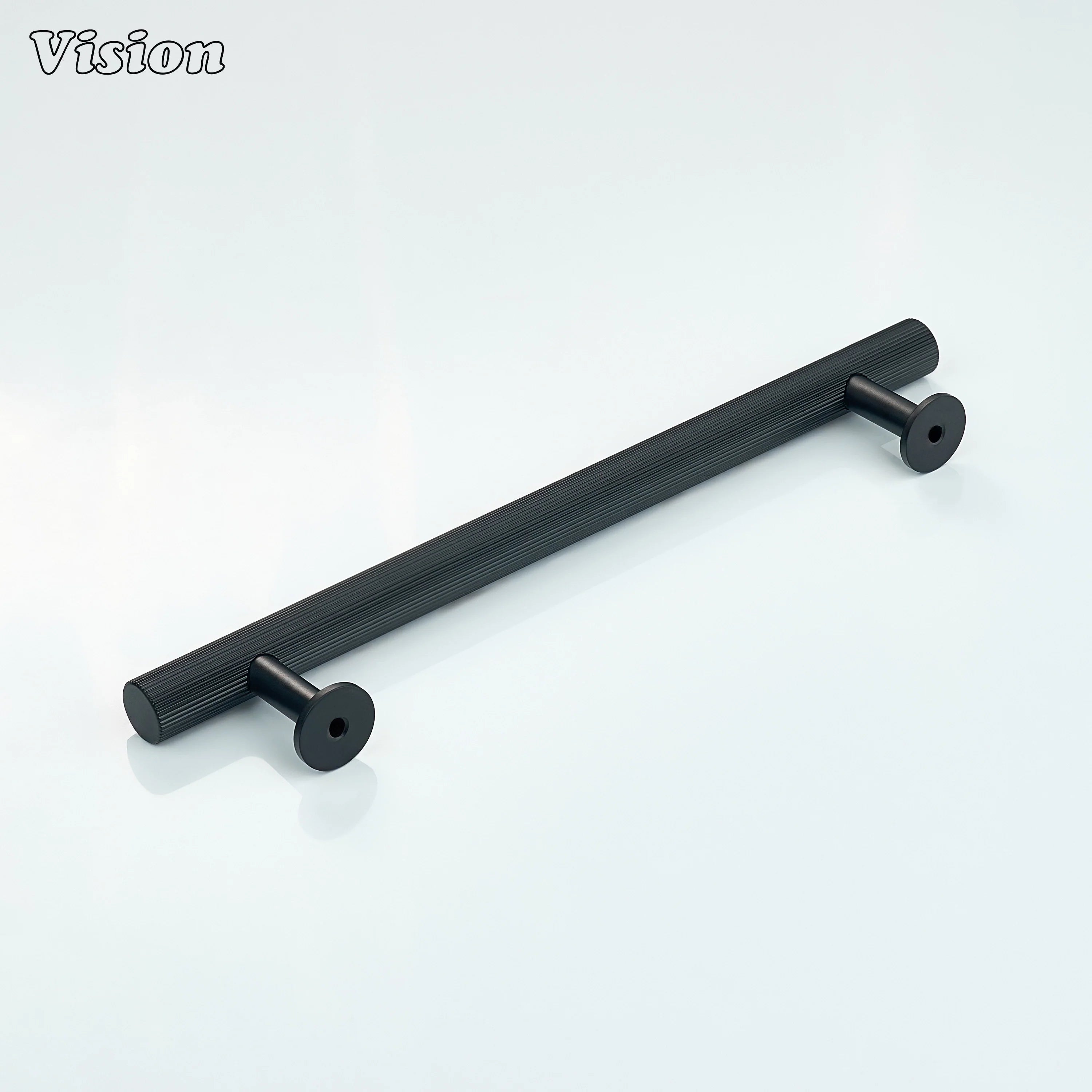 Premium Black cabinet handle with fine knurled texture for wardrobes