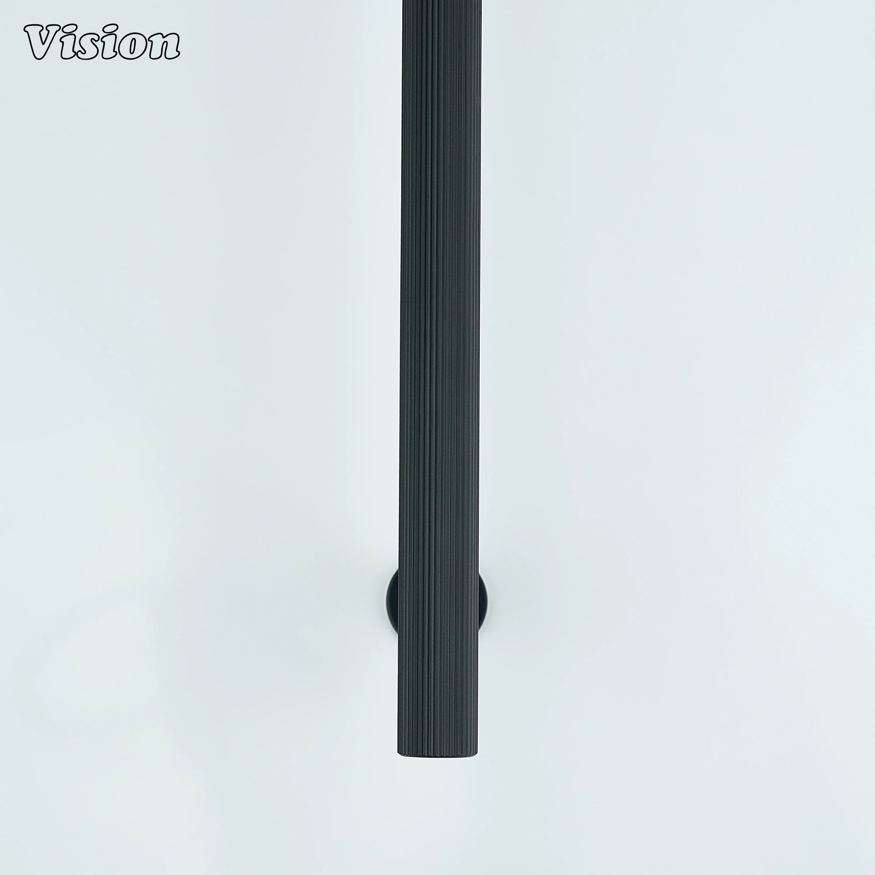 Modern Black cabinet handle with linear knurling for furniture units