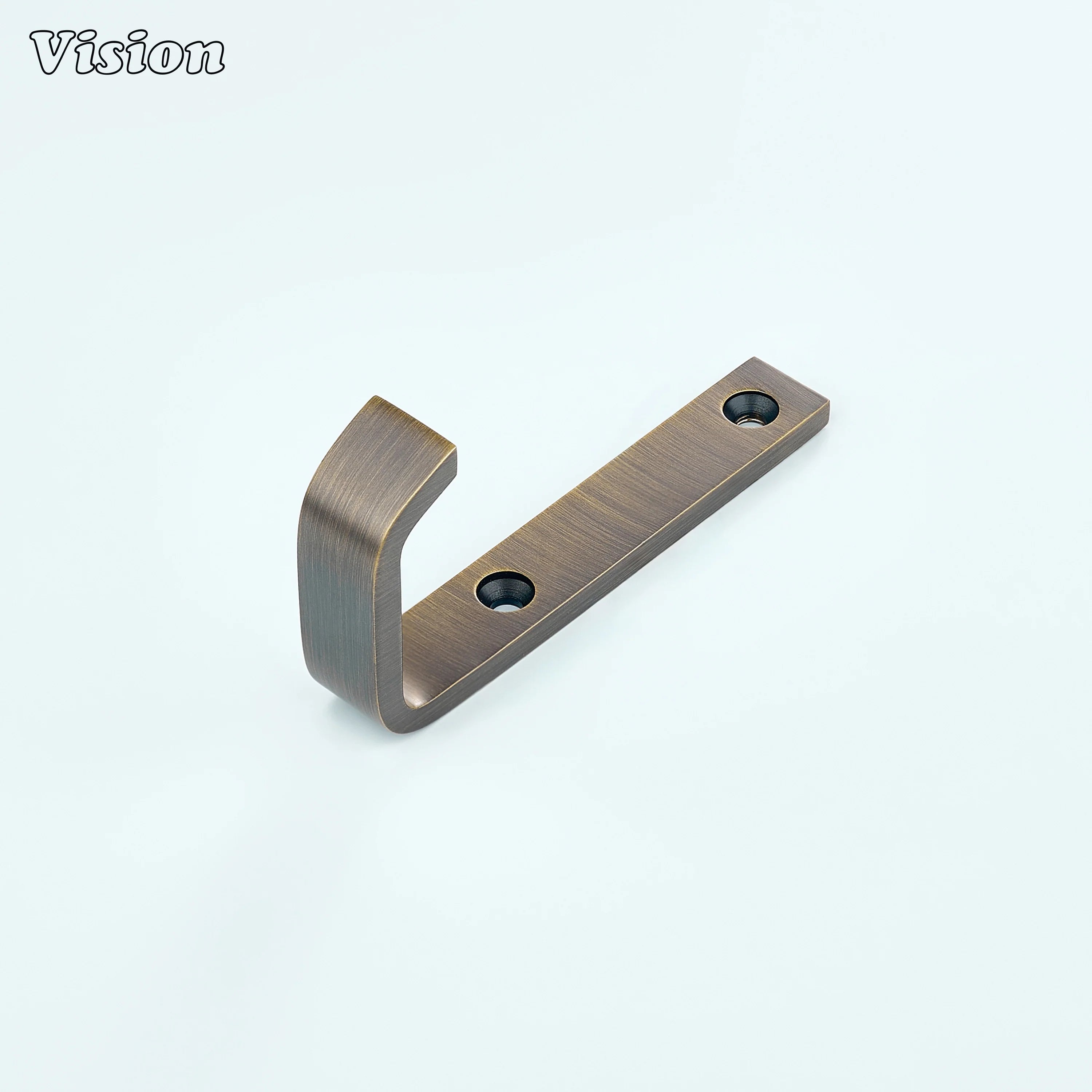 Antique Bronze brass wall hook with plain flat J profile and curved end for classic bathroom wall use