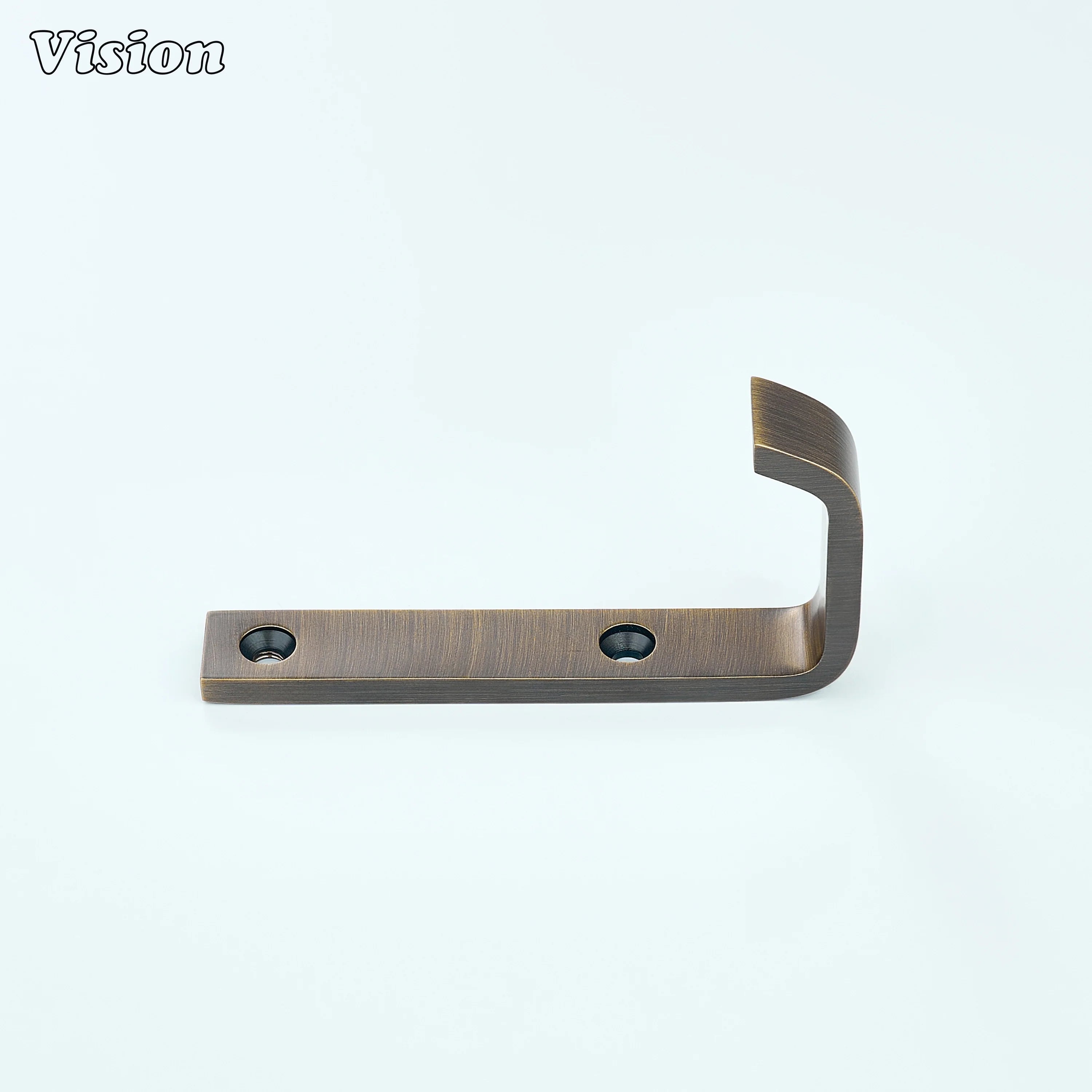 Plain Antique Bronze cabinet wall hook with smooth curved tip for drawer and wall mounting