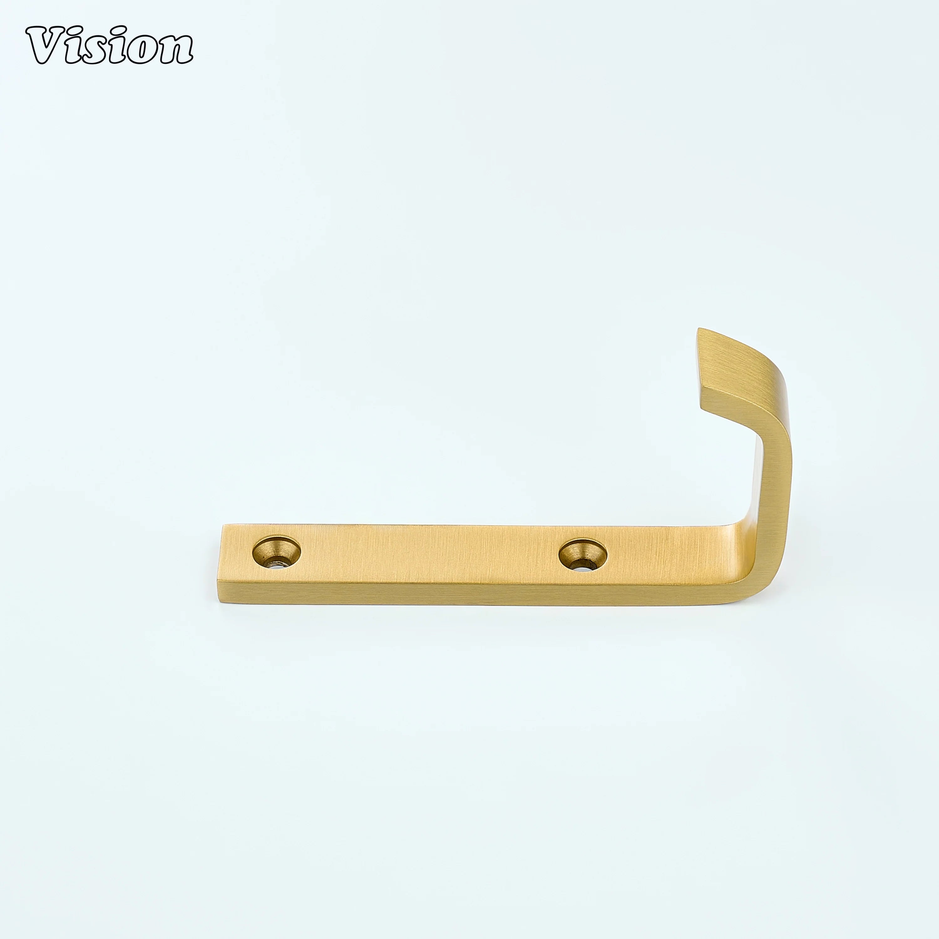 Gold finish brass wall hook with flat profile and solid base, perfect for modern interior wall applications