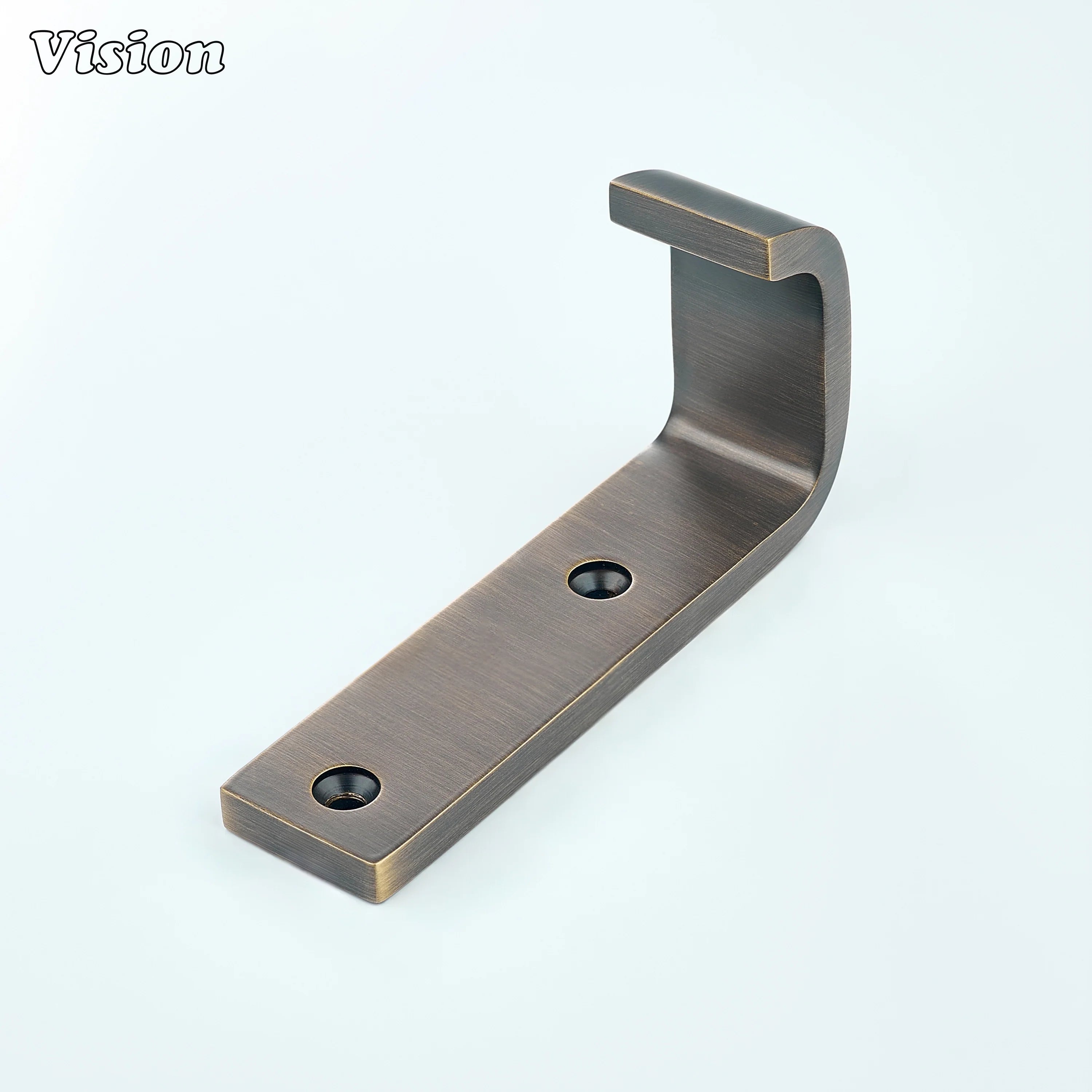 Plain Antique Bronze cabinet wide wall hook with smooth curved end for drawer mounting