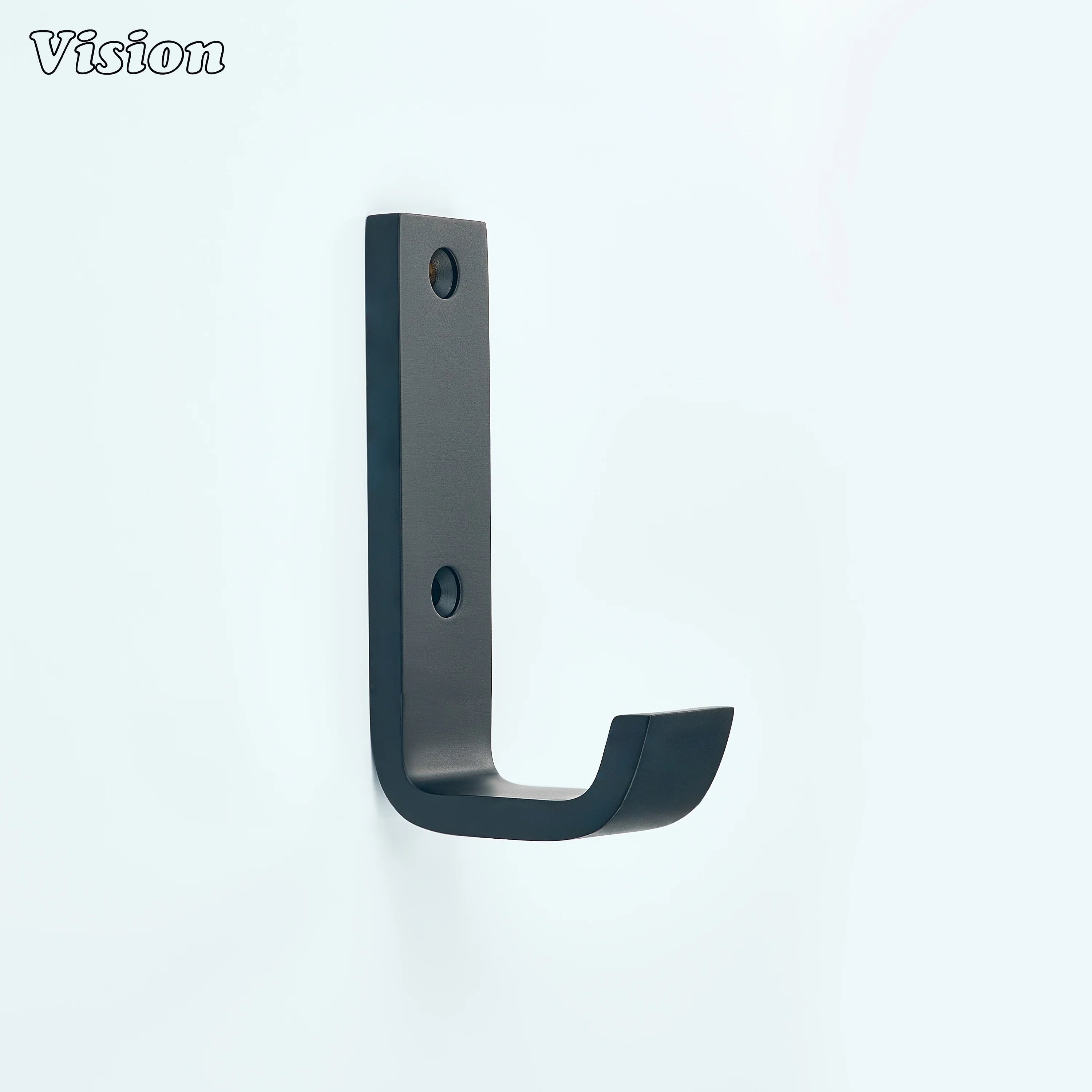 Black brass wide wall hook with rectangular mounting plate for entryway walls