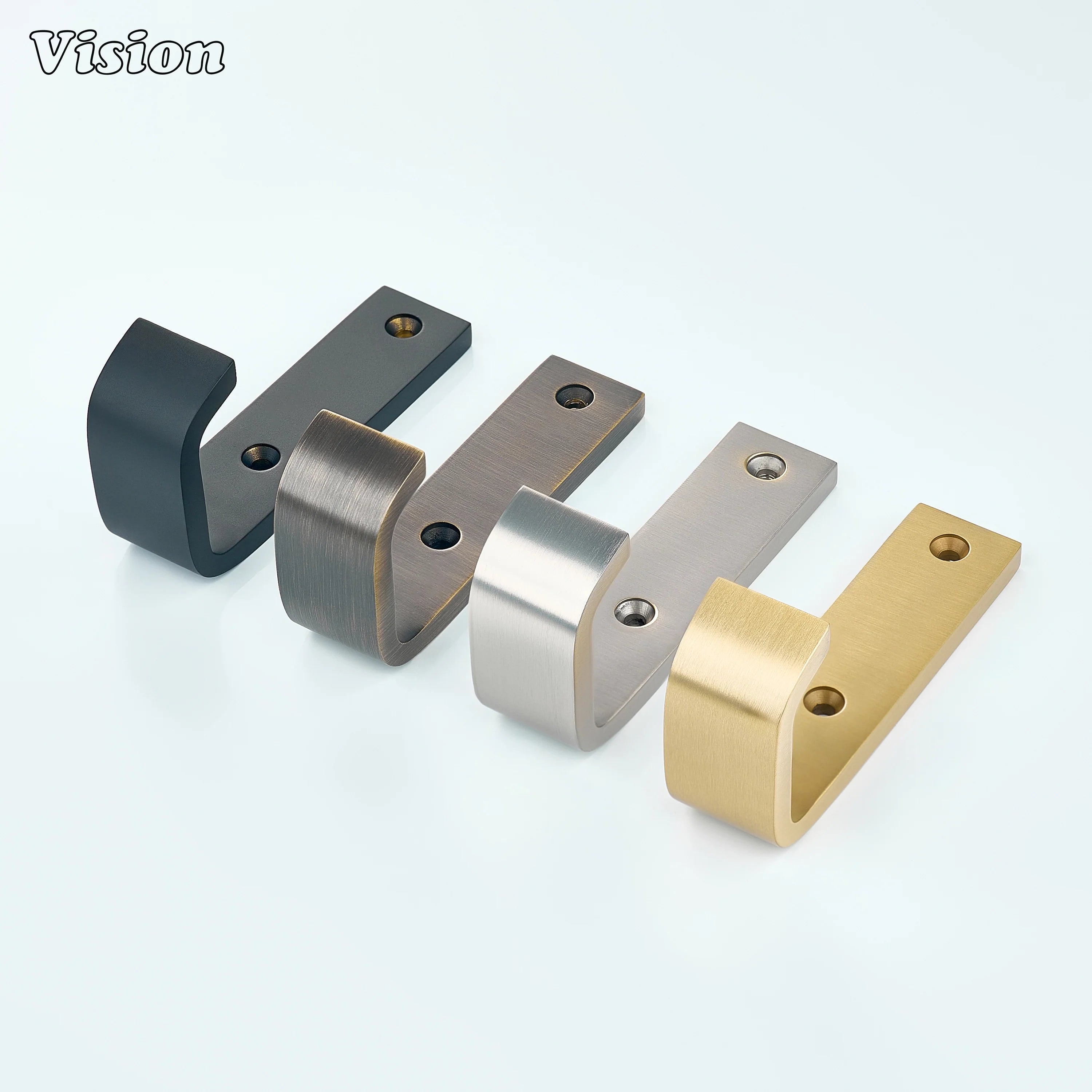 Gold finish cabinet wall hook wide design with rectangular base for kitchen wall storage