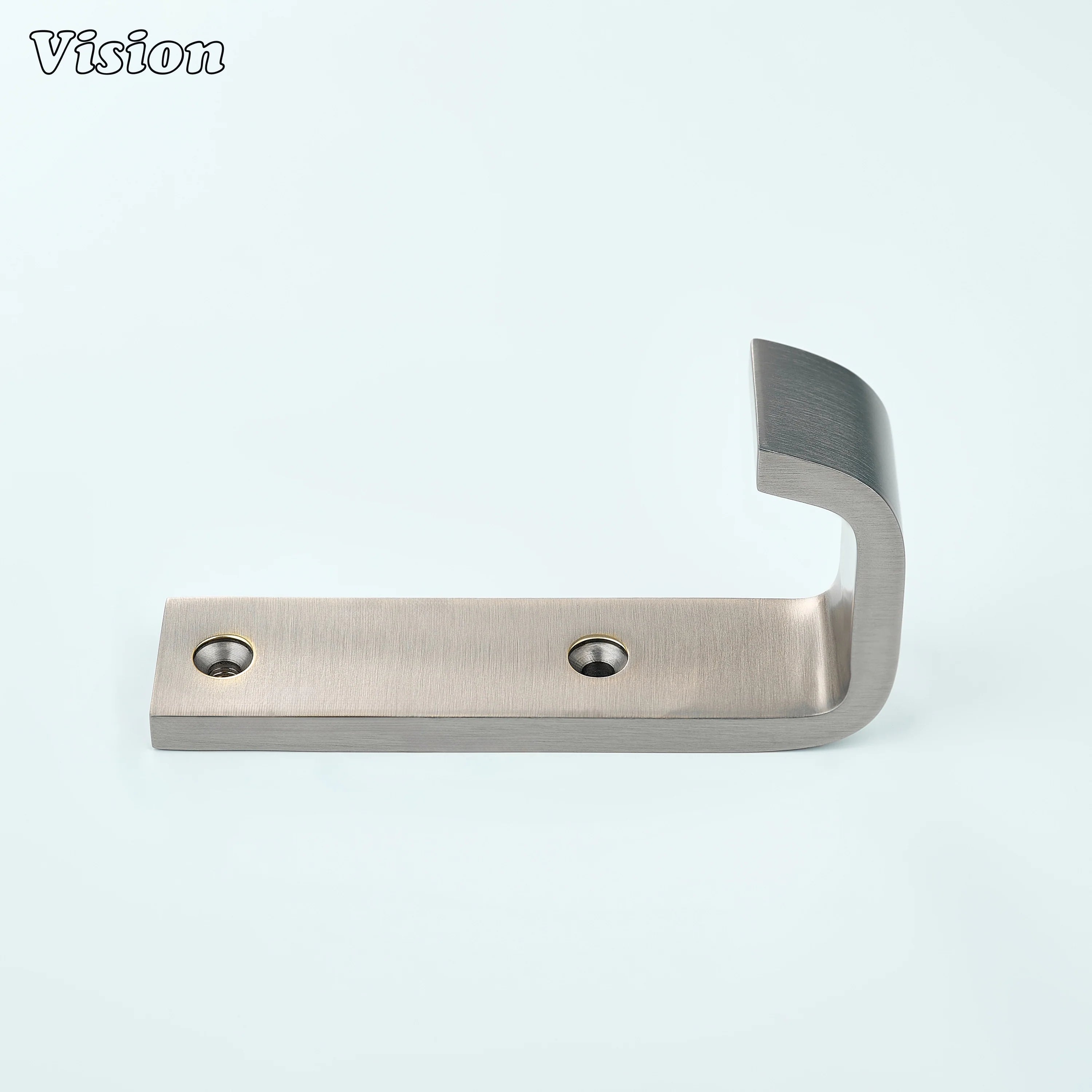Silver brass wide wall hook with rectangular mounting plate for entryway walls