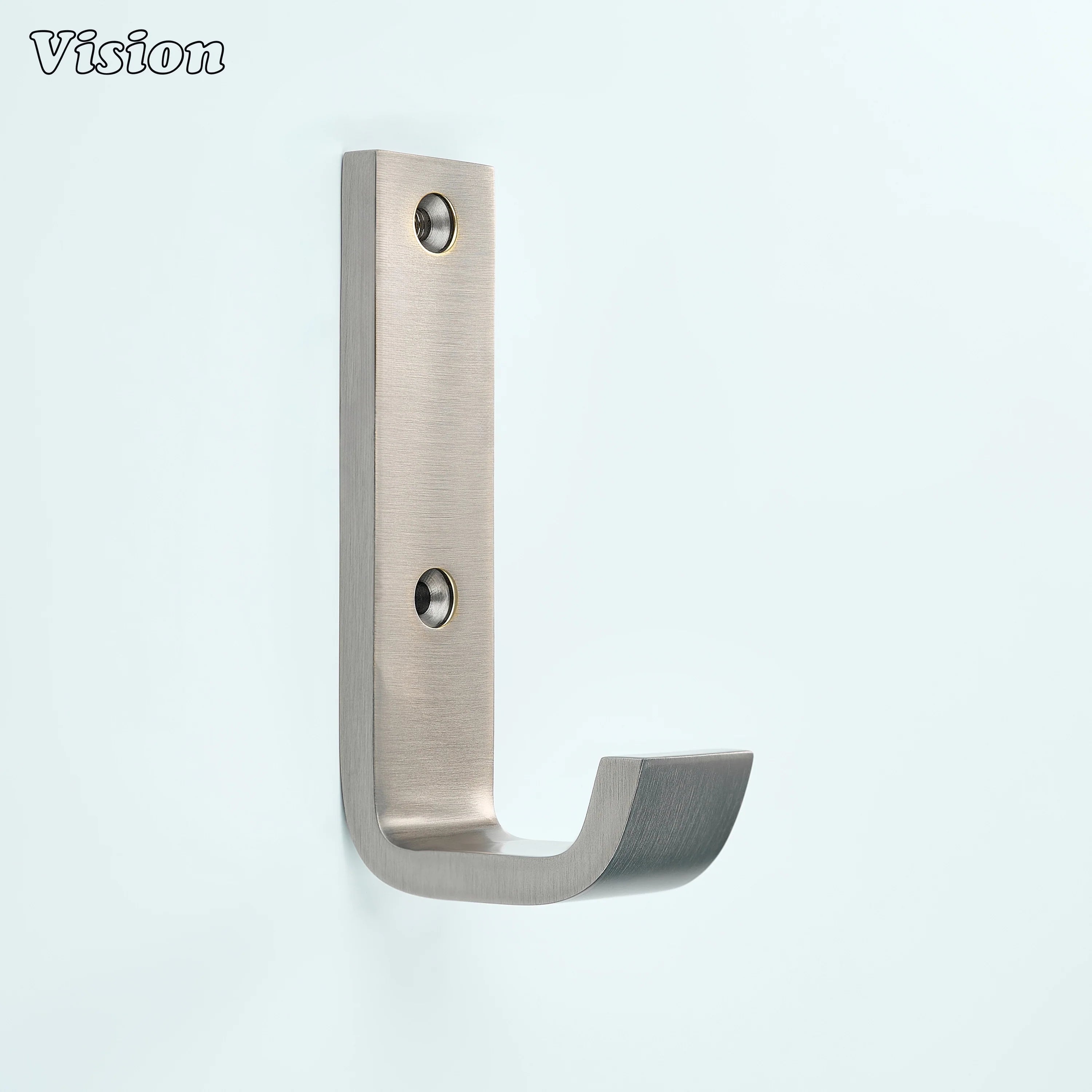 Plain Silver cabinet wide wall hook with smooth curved end for drawer mounting