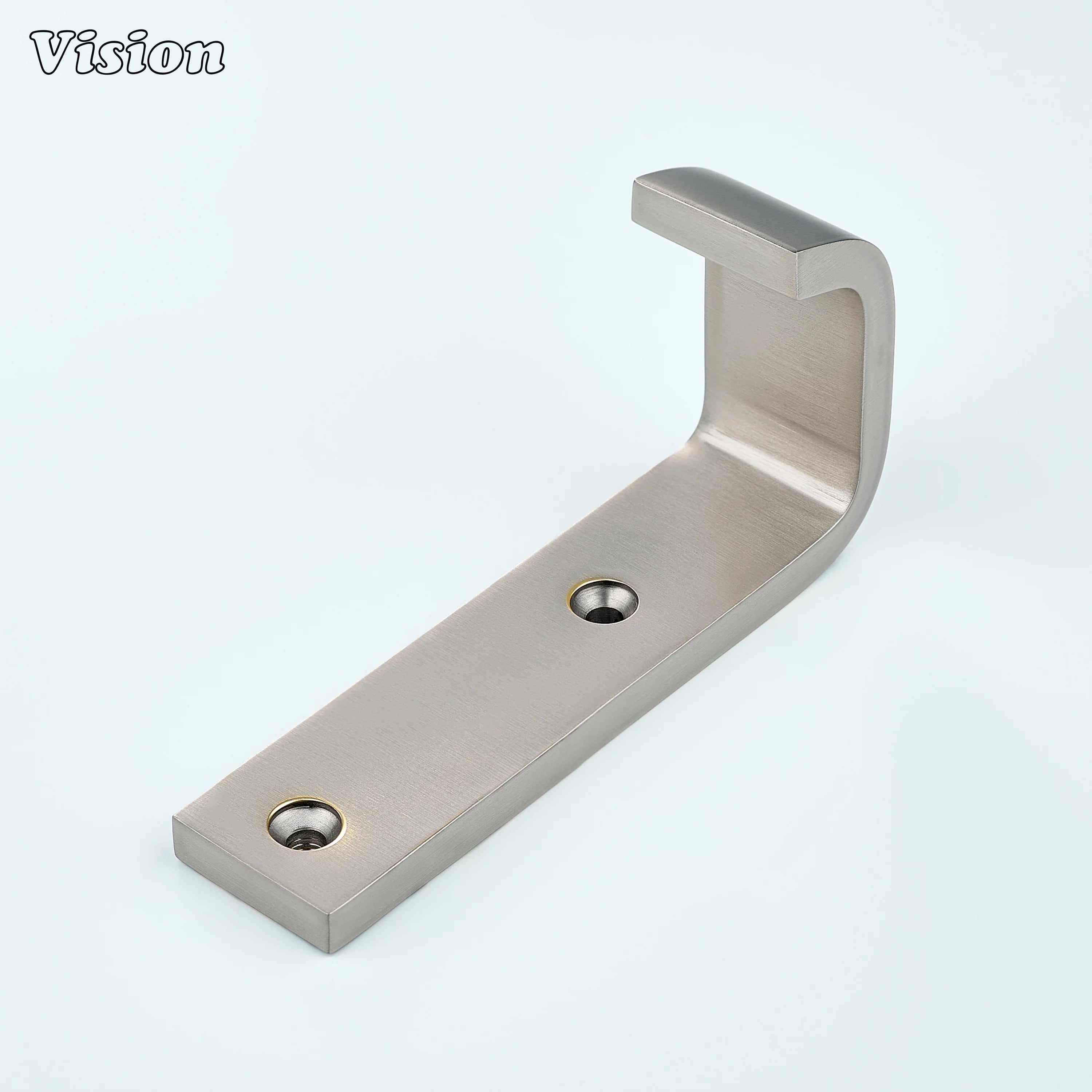 Silver finish wide brass wall hook with flat profile for interior walls
