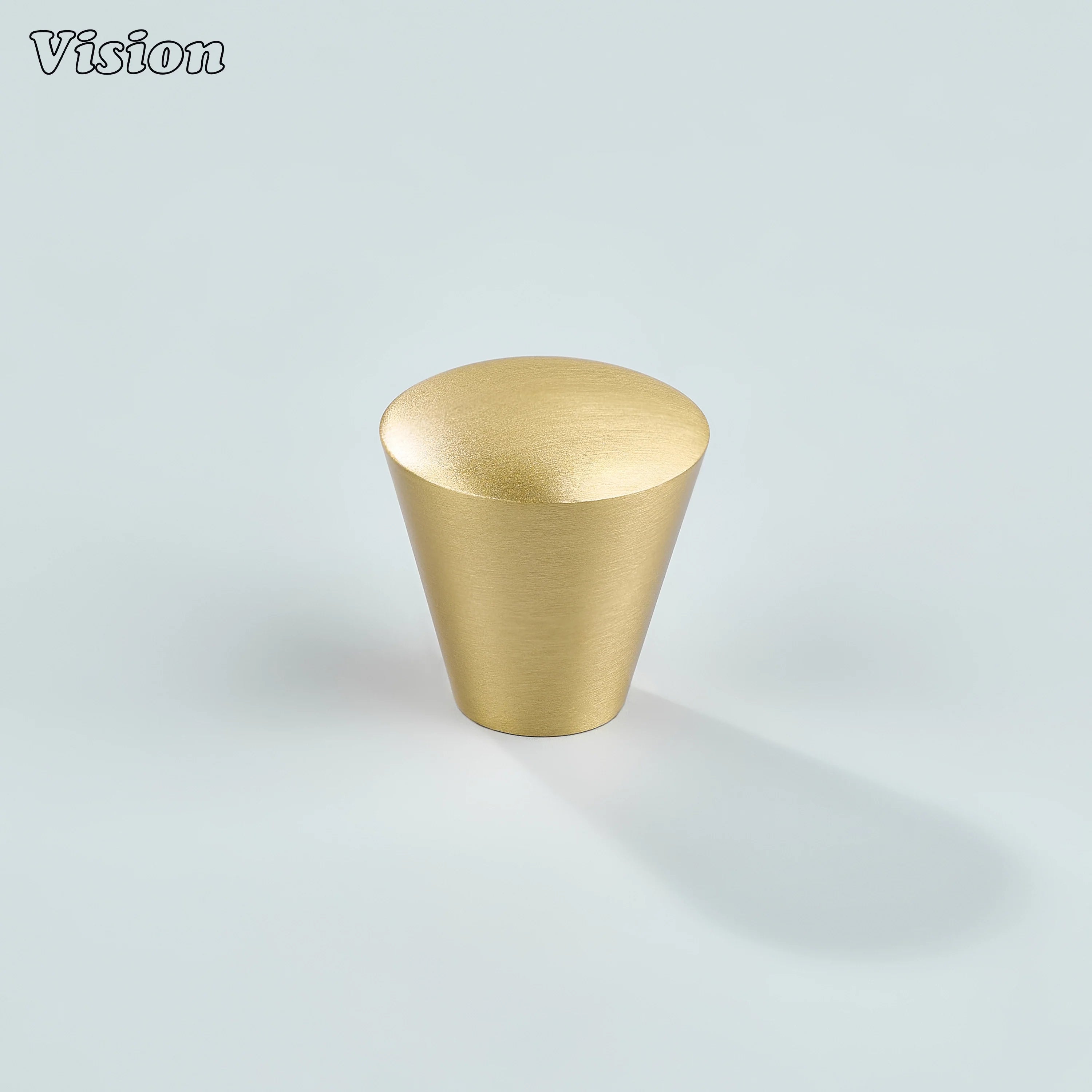 Gold round cone cabinet knob with smooth bevel surface for luxury furniture