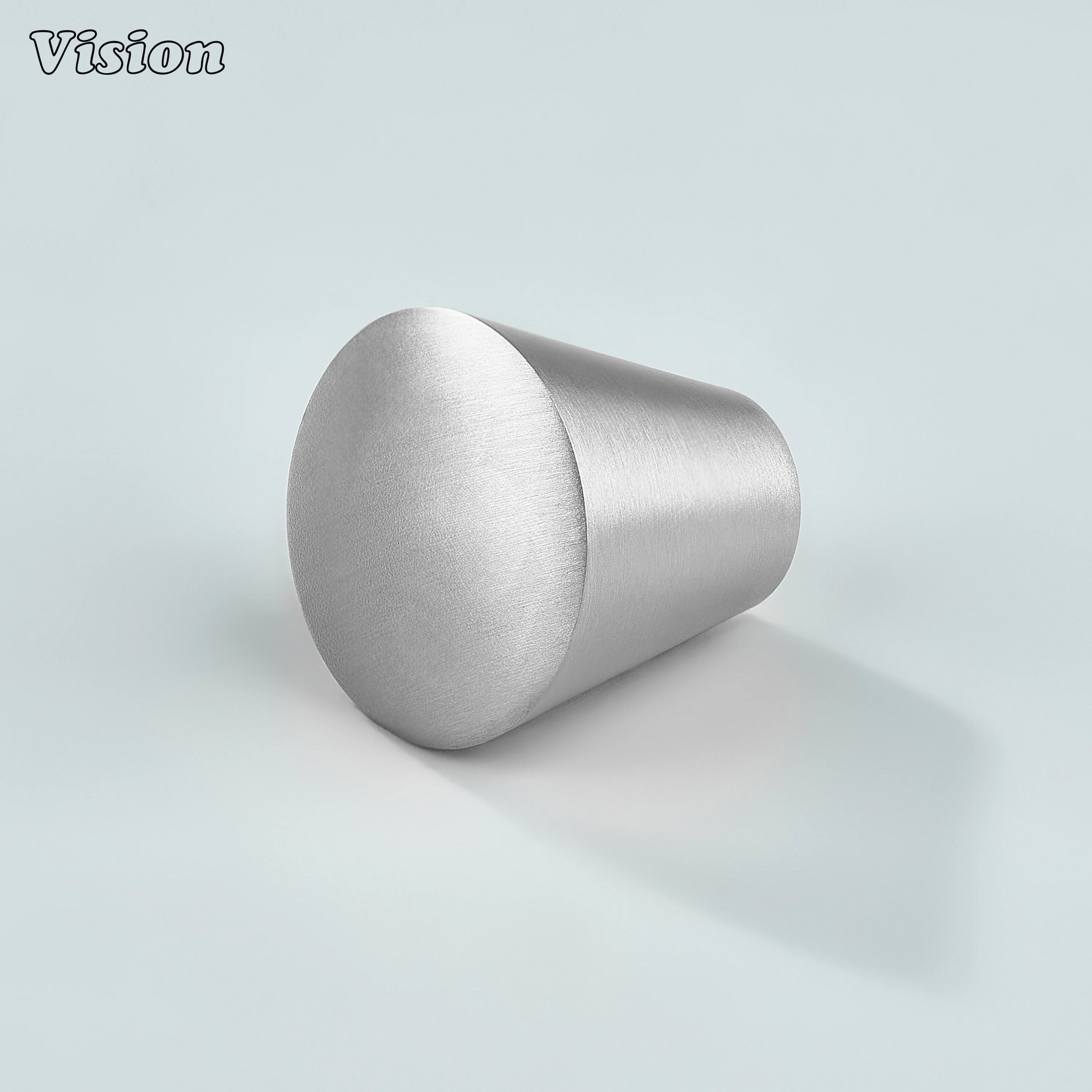 Silver bevel cone cabinet knob with smooth top for modern kitchen cabinets
