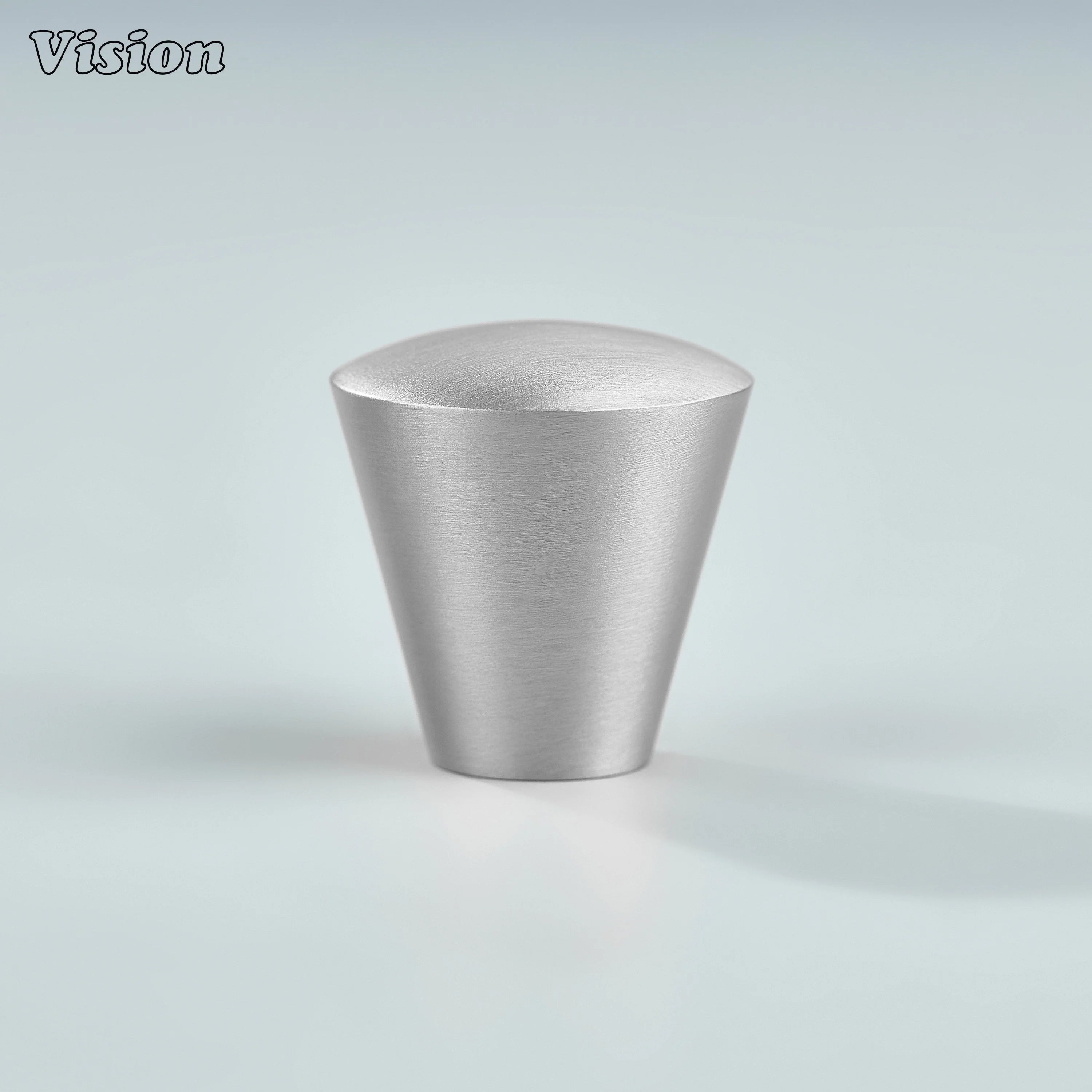 Silver plain cone cabinet knob in solid brass for wardrobes