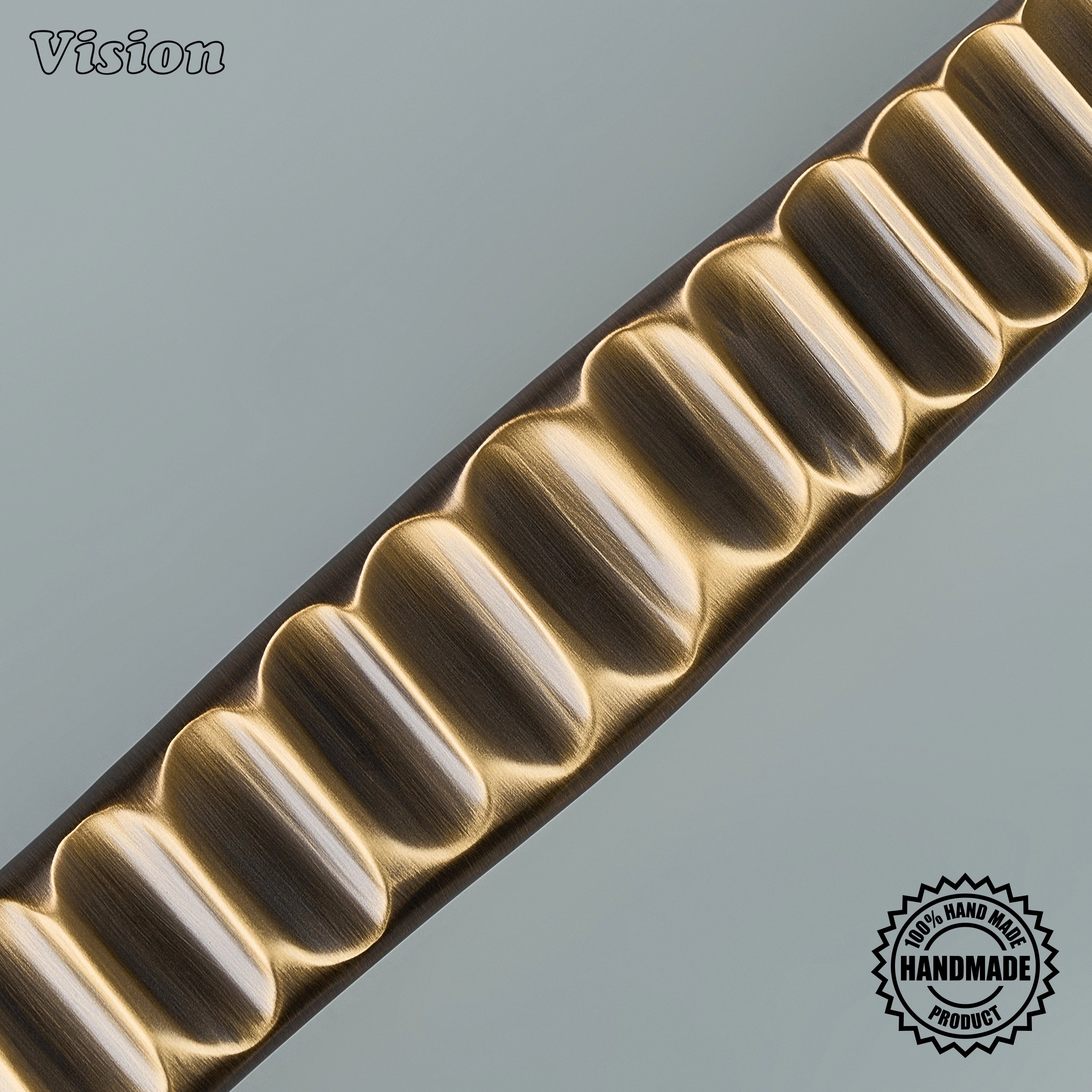 Antique Bronze wave-profile appliance handle for luxury built-in appliance cabinetry.