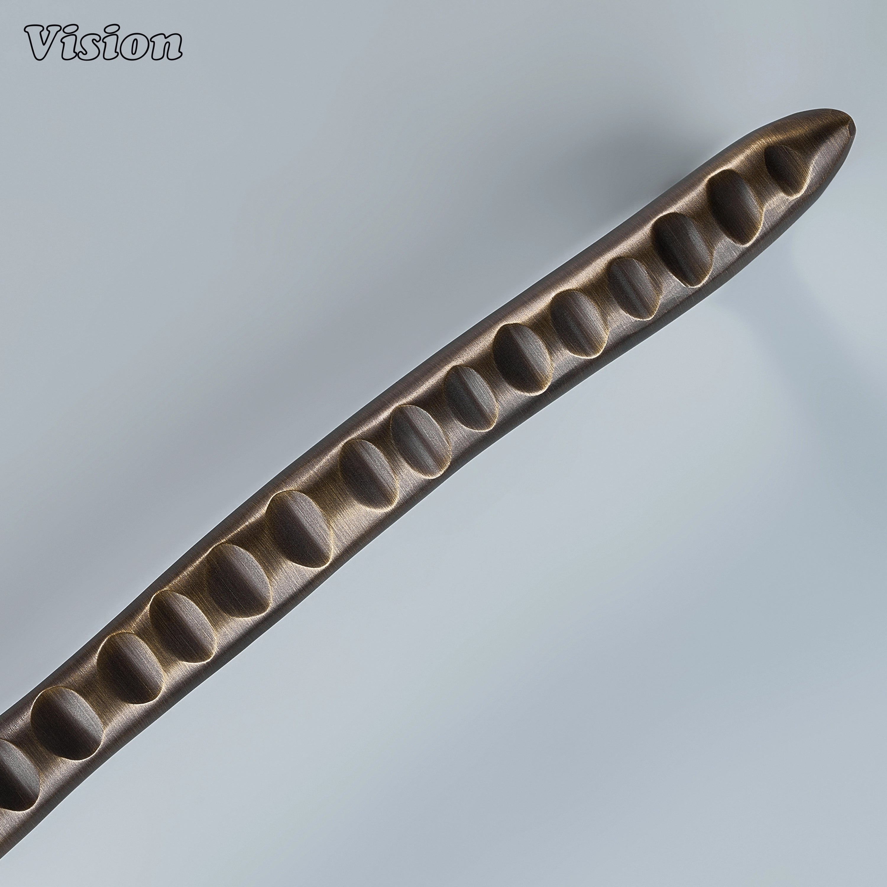 Handcrafted antique bronze drawer handle with organic oceanic relief on furniture doors