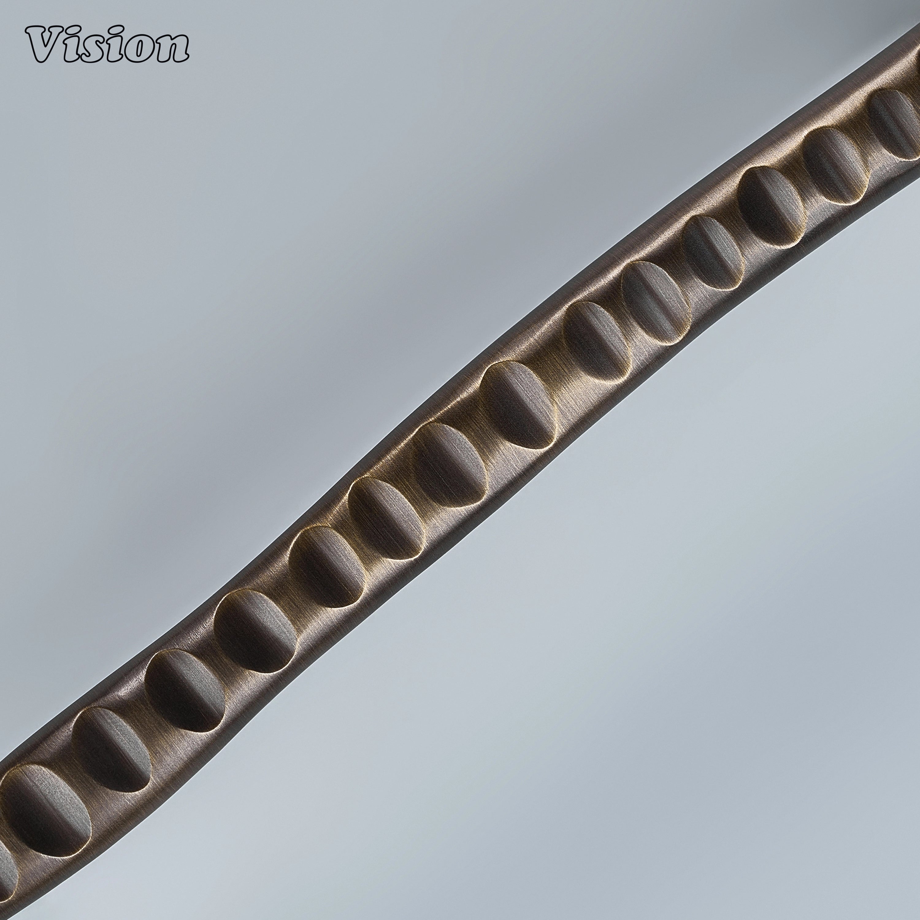 Solid brass antique bronze sculpted cabinet pull with textured tapered bar for luxury armoires