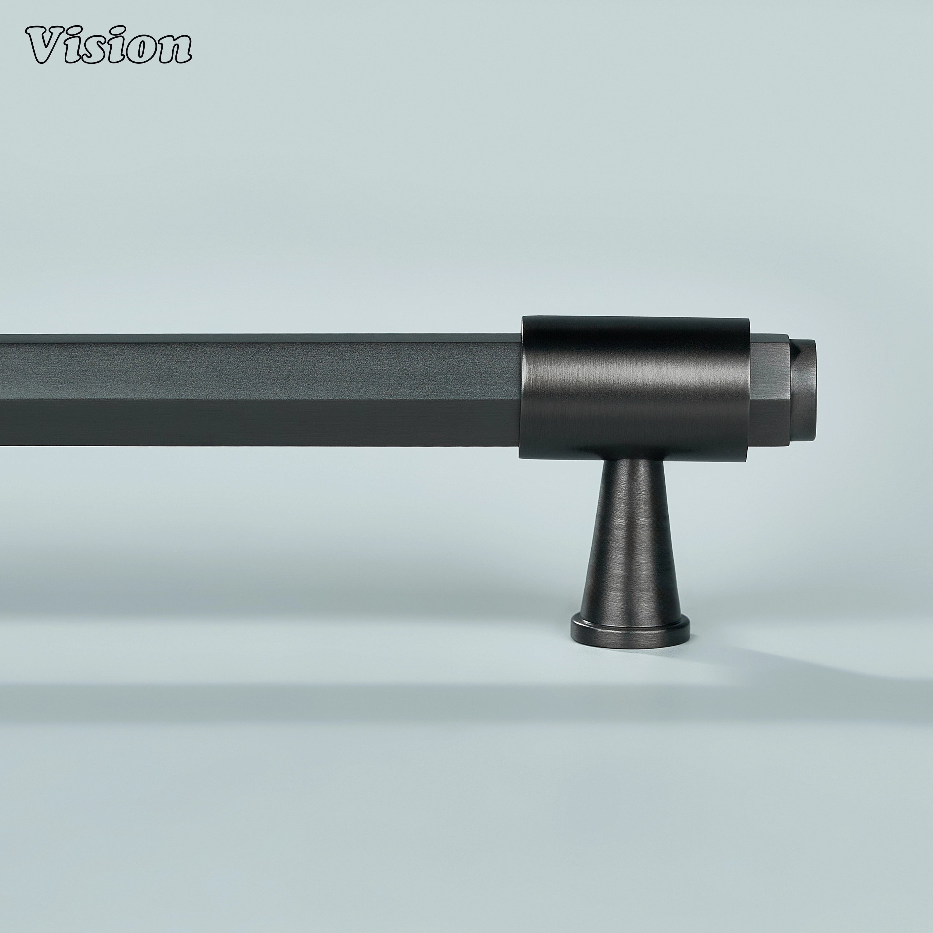 Gunmetal hexagonal cabinet handle with decorative ring detailed legs for furniture installations