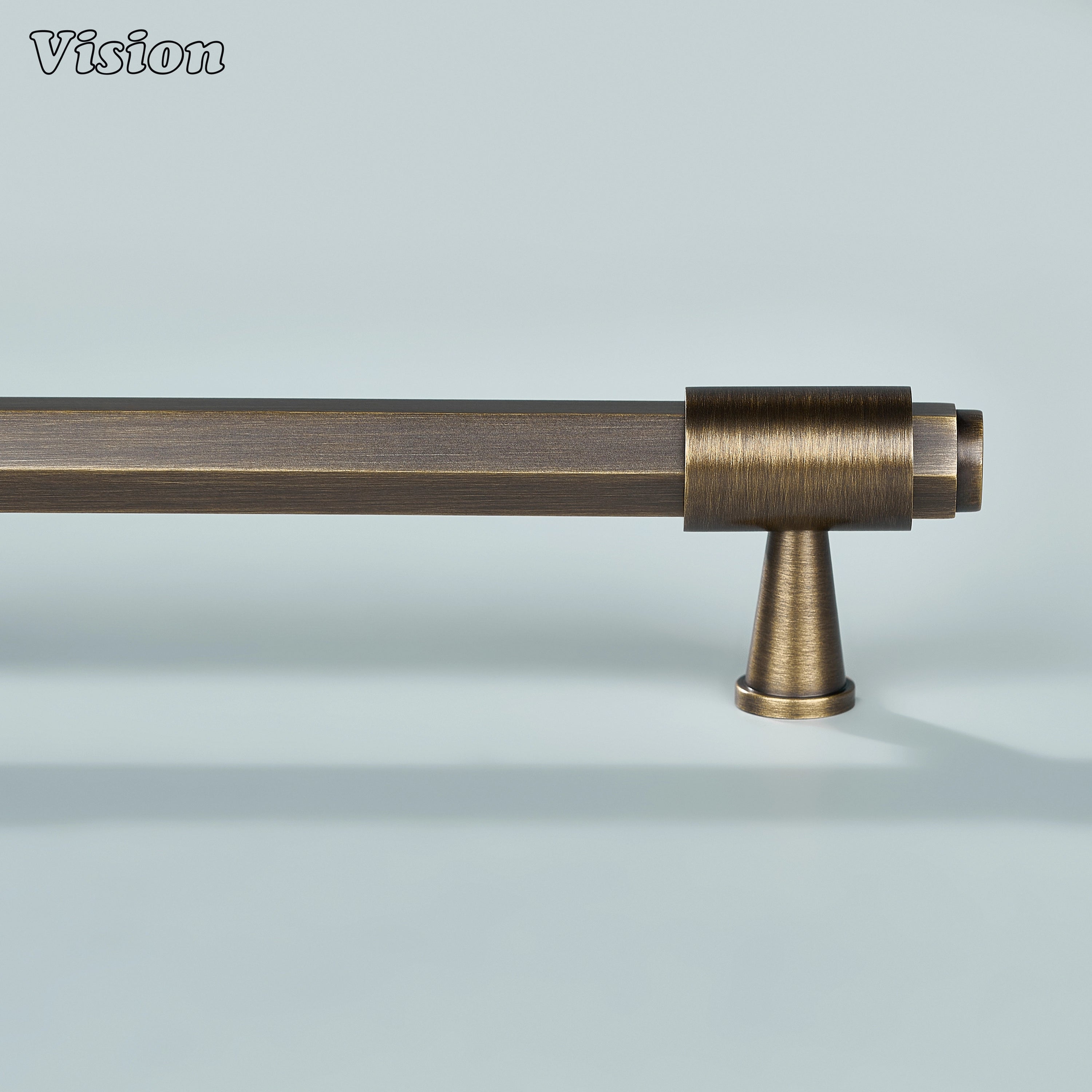 Antique Bronze brass cabinet handle with cone legs and decorative ring accents for wardrobe doors