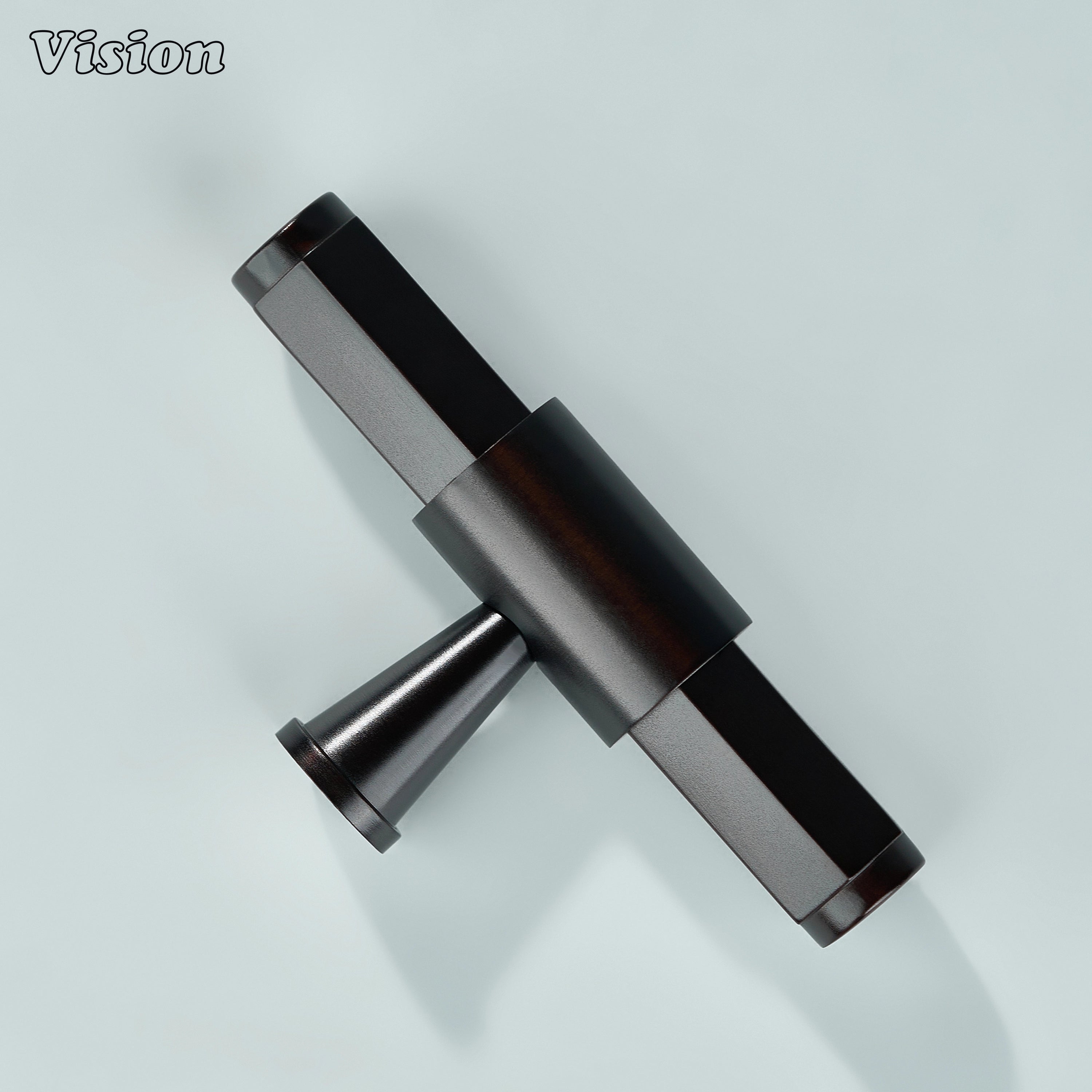 Oil Rubbed Bronze cabinet T-knob with refined ring accent base and extruded end details