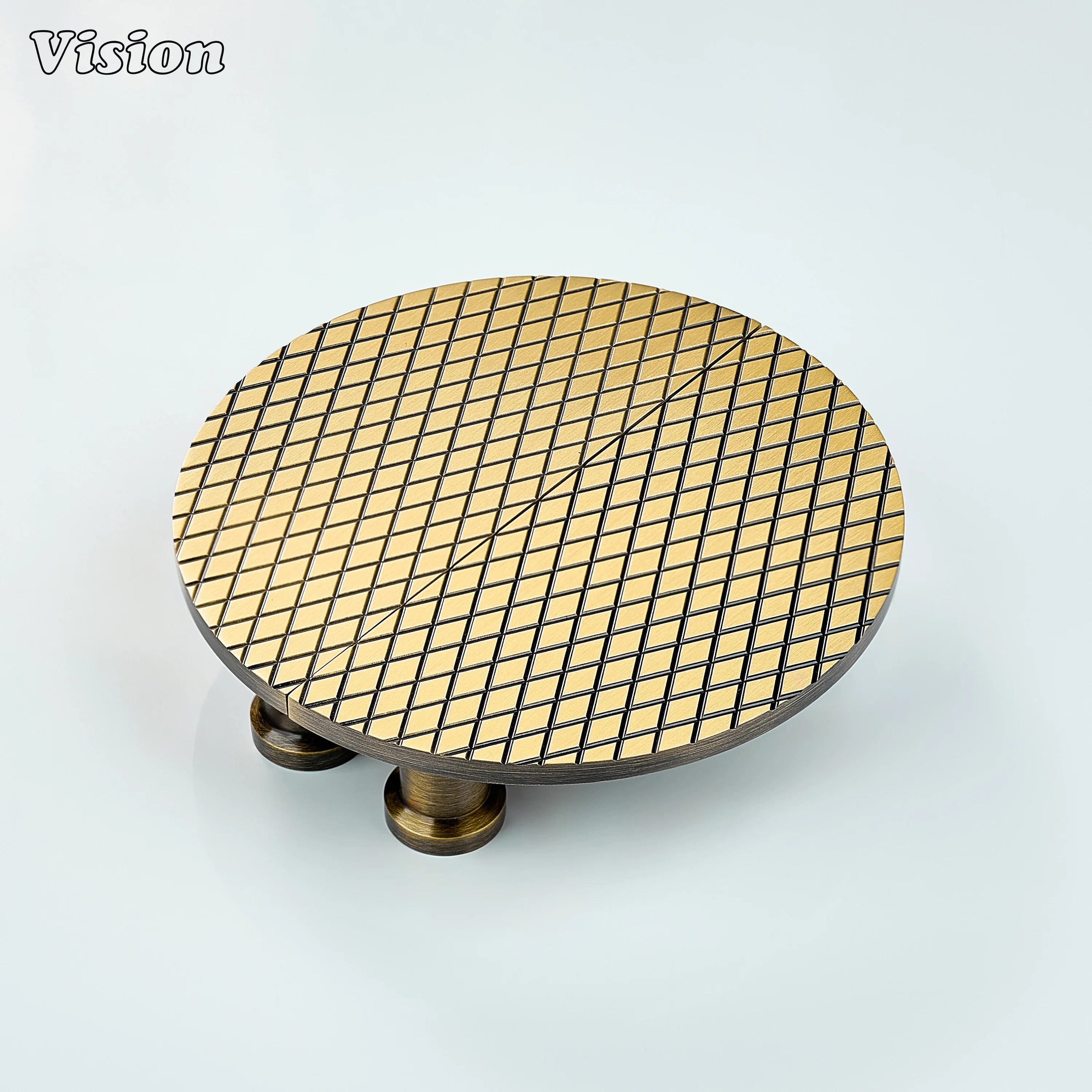 Antique Bronze brass door handle with flat diamond knurled surface for interior passage doors