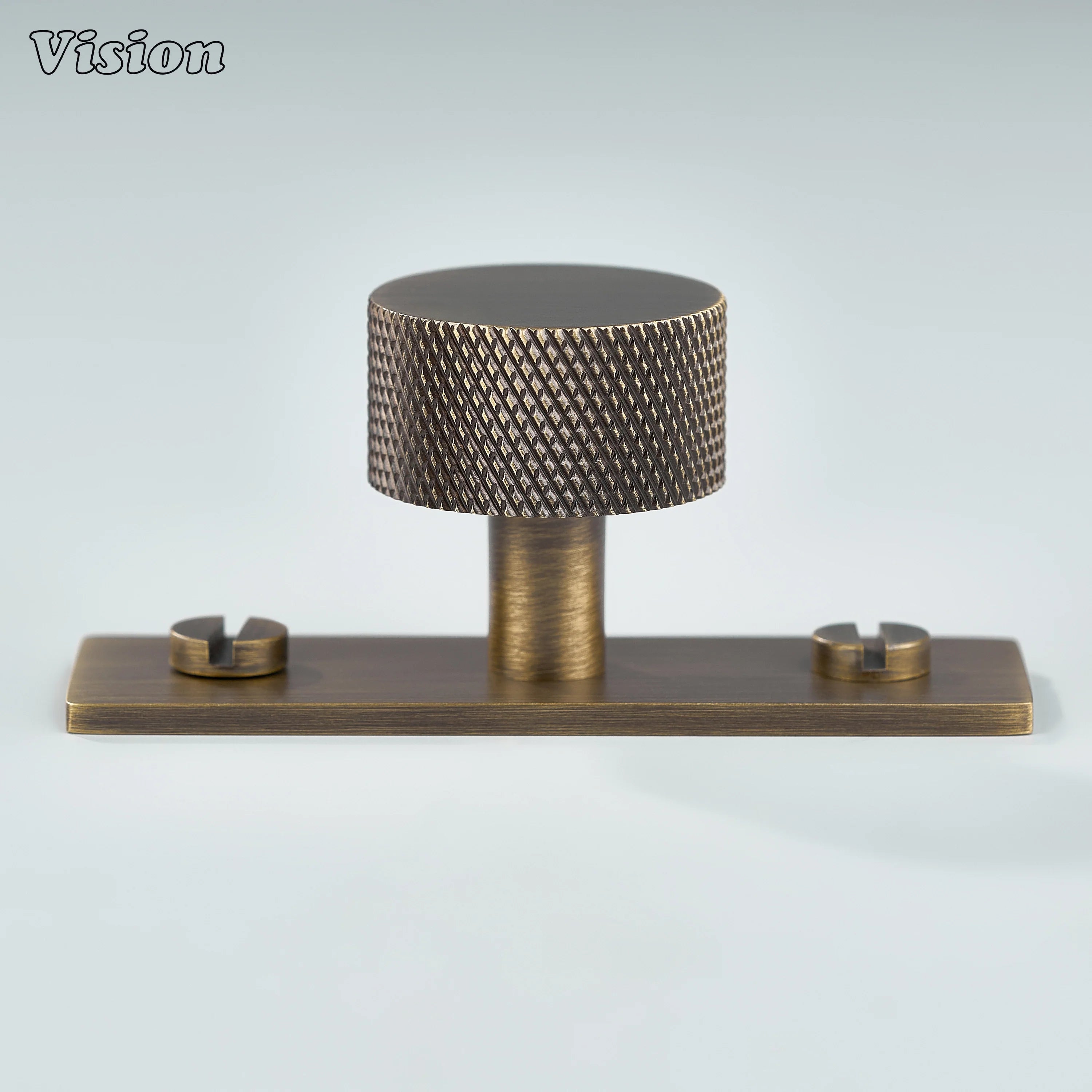 Antique Bronze knurled brass cabinet knob with backplate for drawers