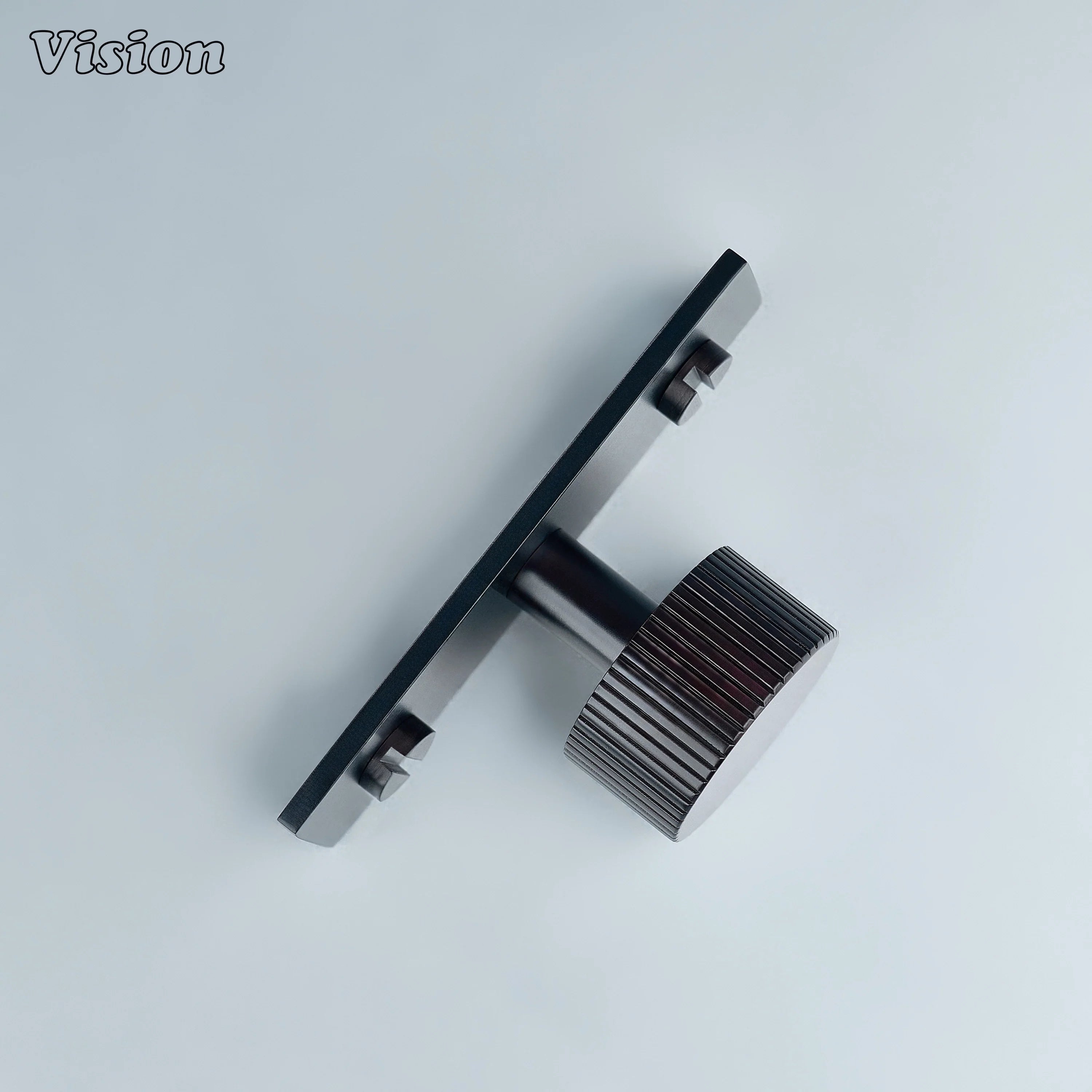Oil Rubbed Bronze knurled cabinet knob with round form and backplate for wardrobes