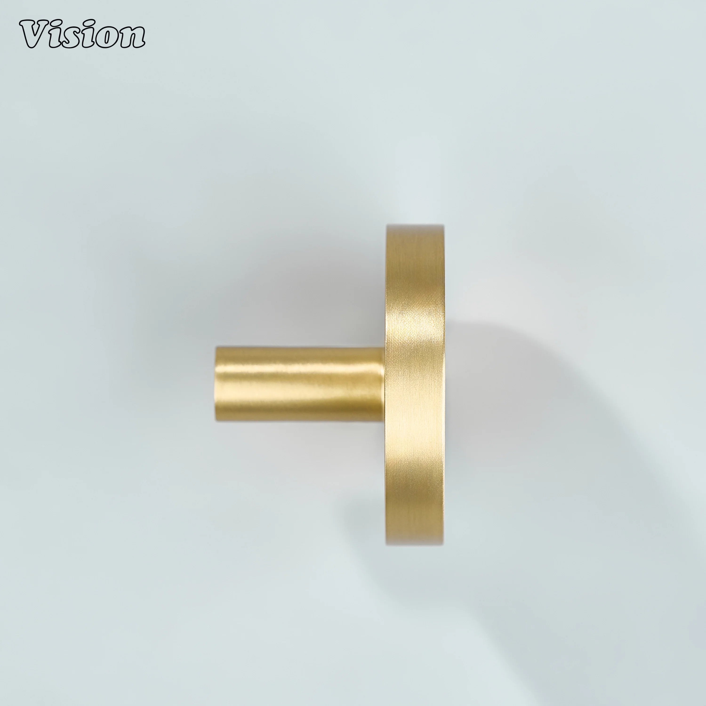Gold plain brass cabinet knob with smooth flat surface for wardrobe cabinets
