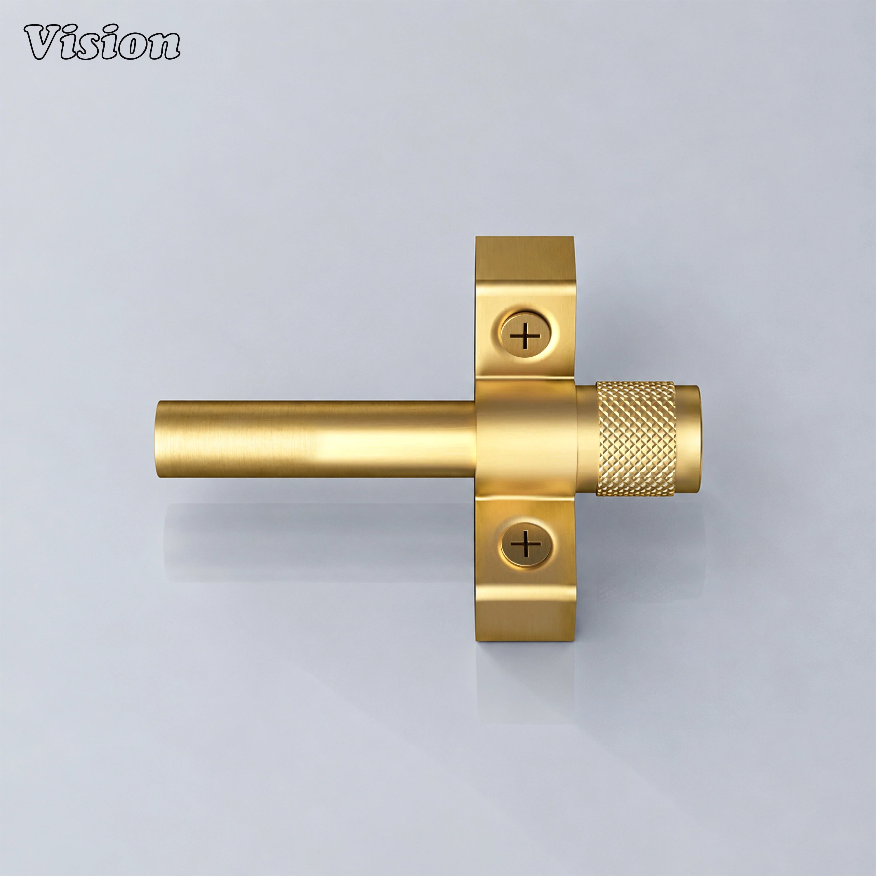 Architectural gold stair carpet rod featuring knurled end caps on luxury residential stairs