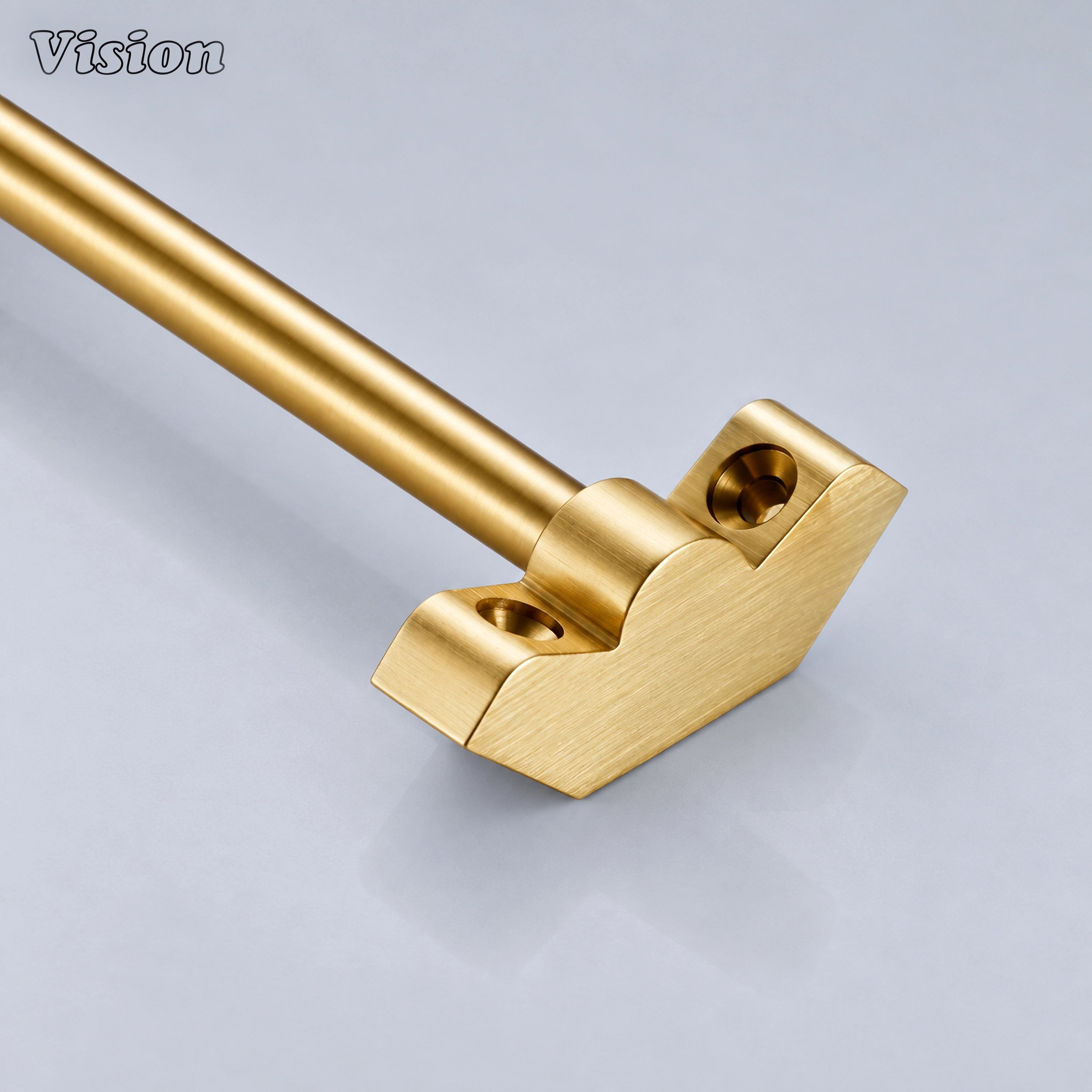 Solid brass gold stair rod runner featuring angled brackets for securing stair carpets