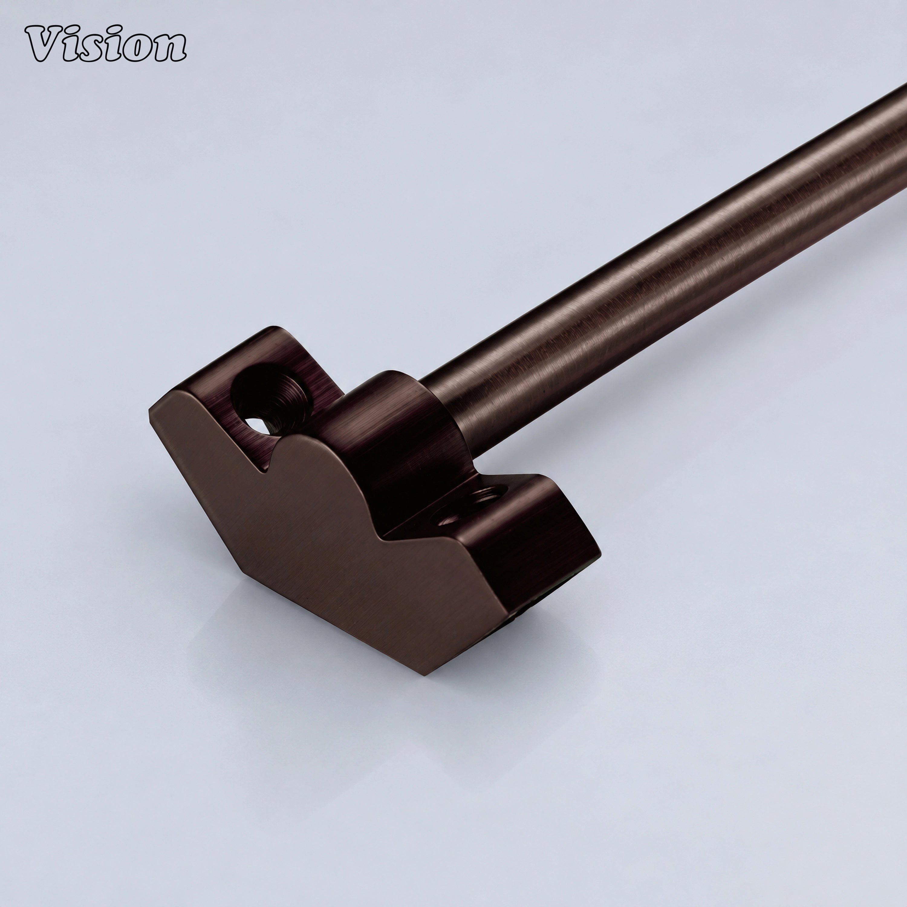 Oil Rubbed Bronze plain stair rod runner with smooth hollow bar and sleek finials on stairs