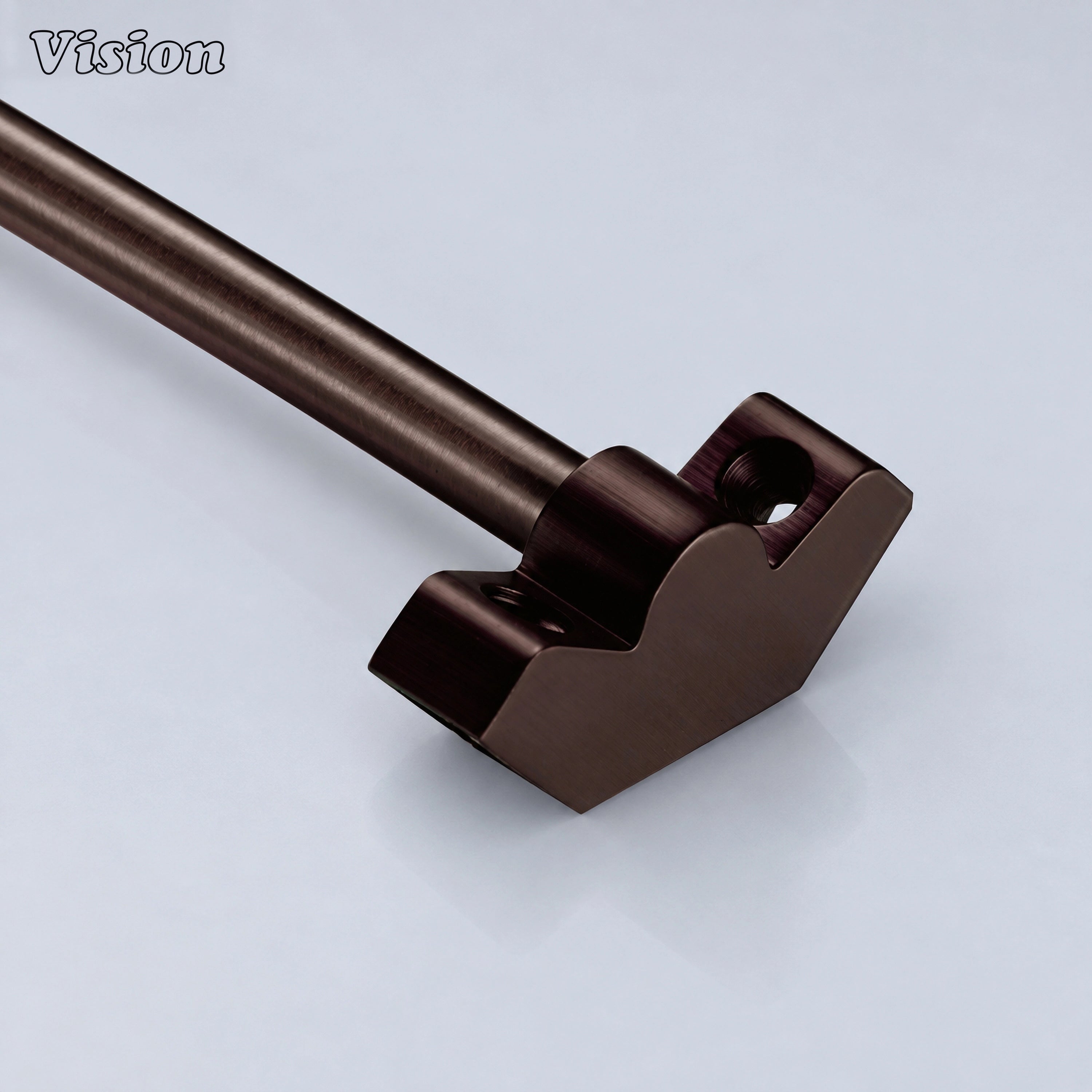 Solid brass oil rubbed bronze stair rod runner featuring angled brackets for stair carpets
