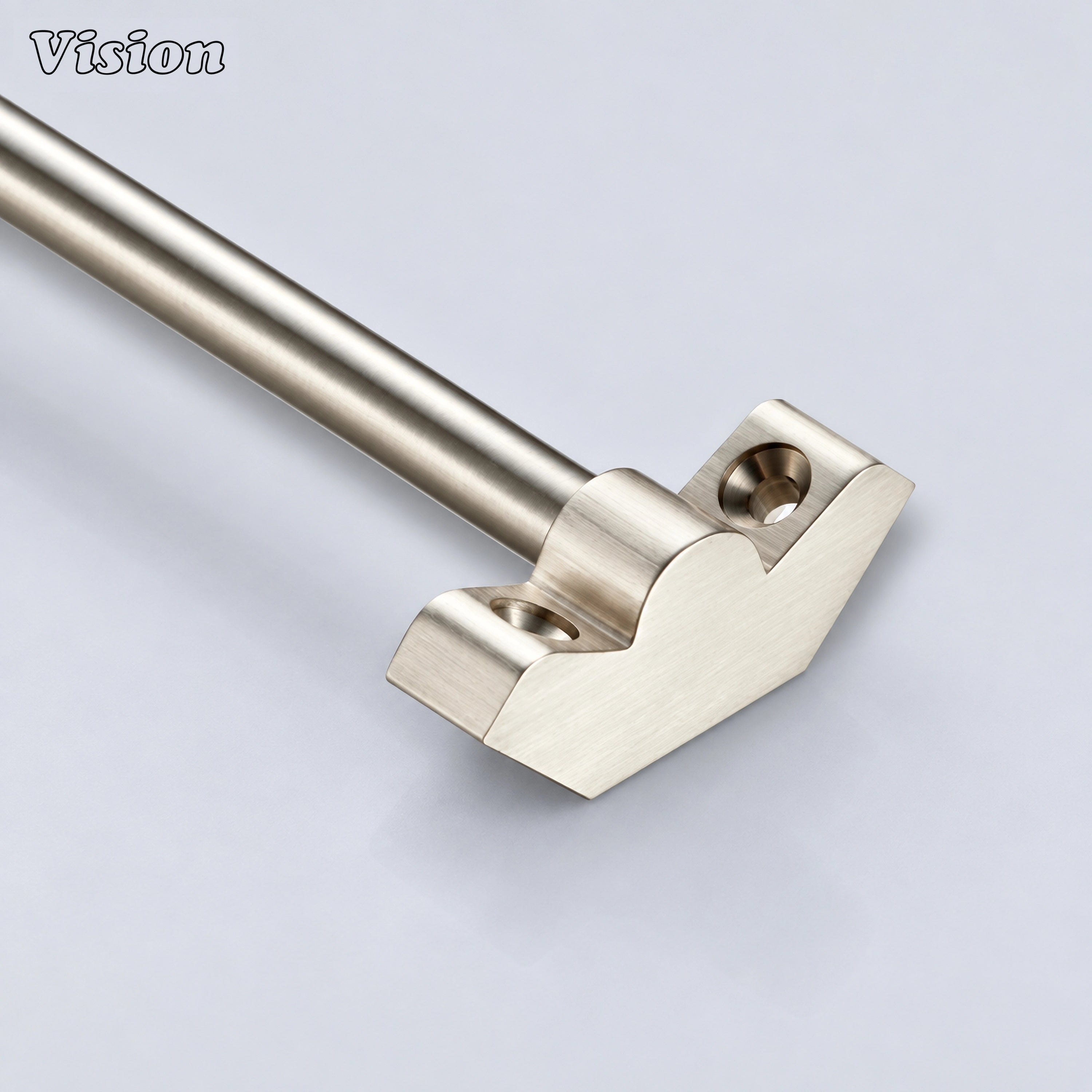 Solid brass silver stair rod runner featuring angled brackets for securing stair carpets