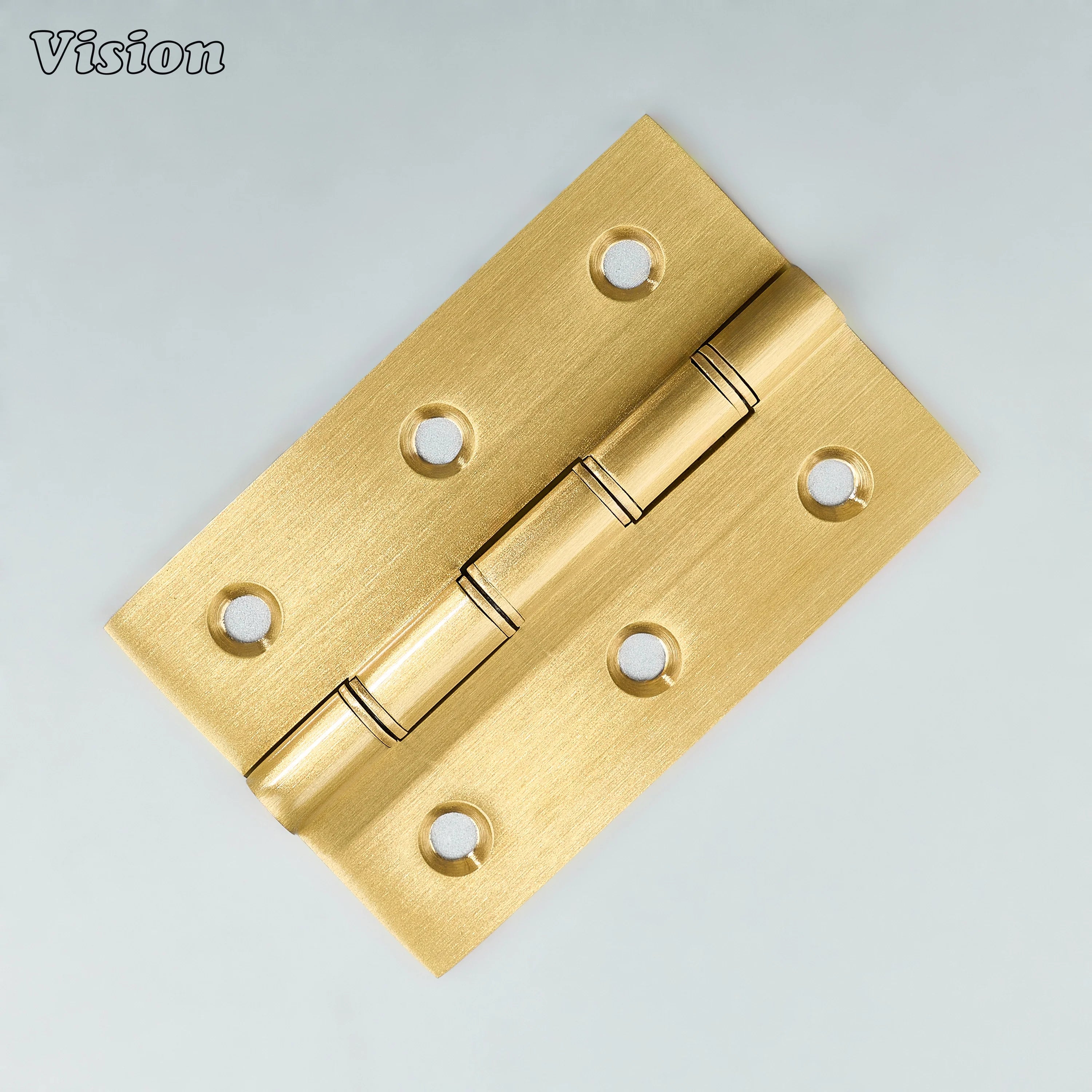 Gold plain profile brass cabinet hinge with rectangular plate for wardrobes