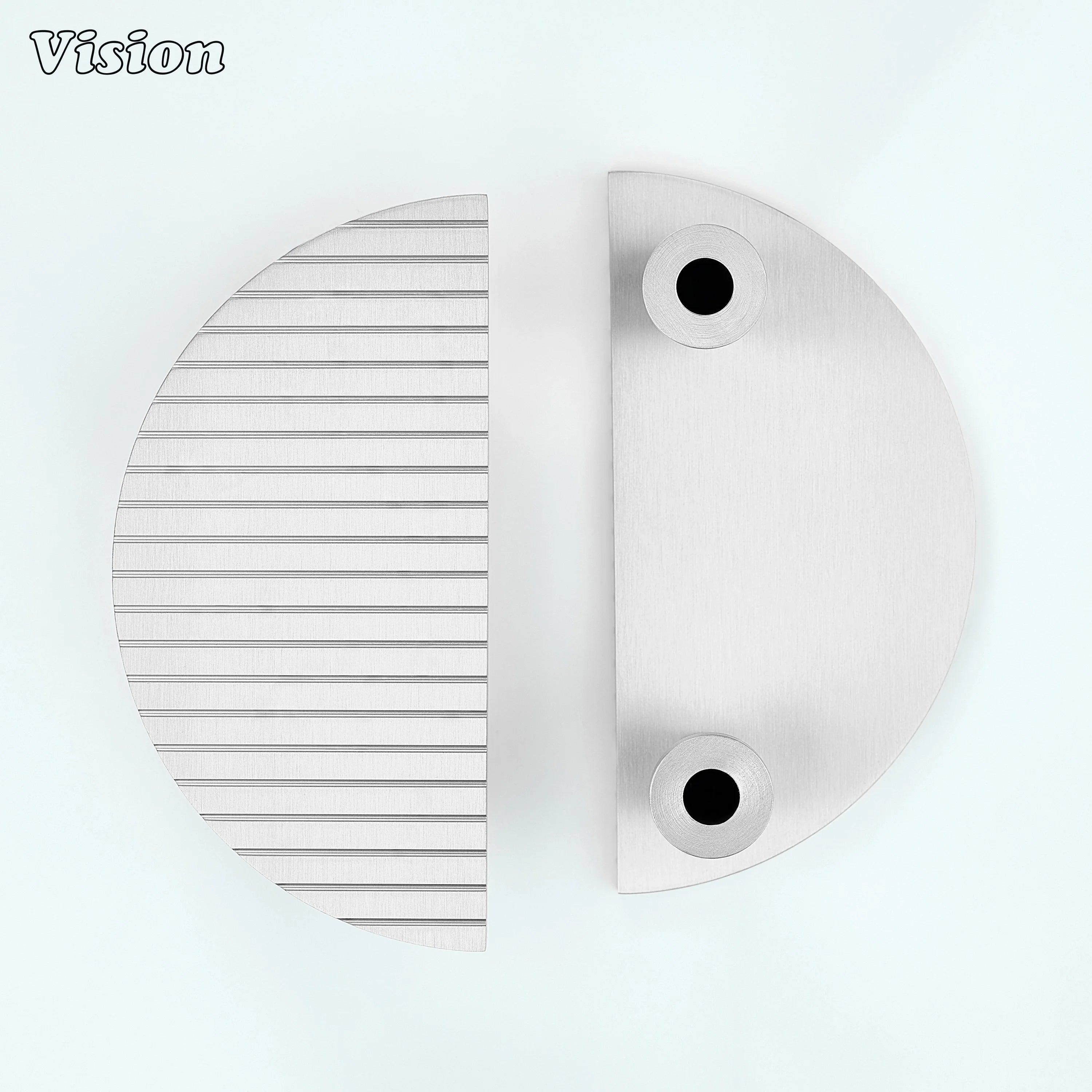 Silver finish half moon door handle suitable for passage doors