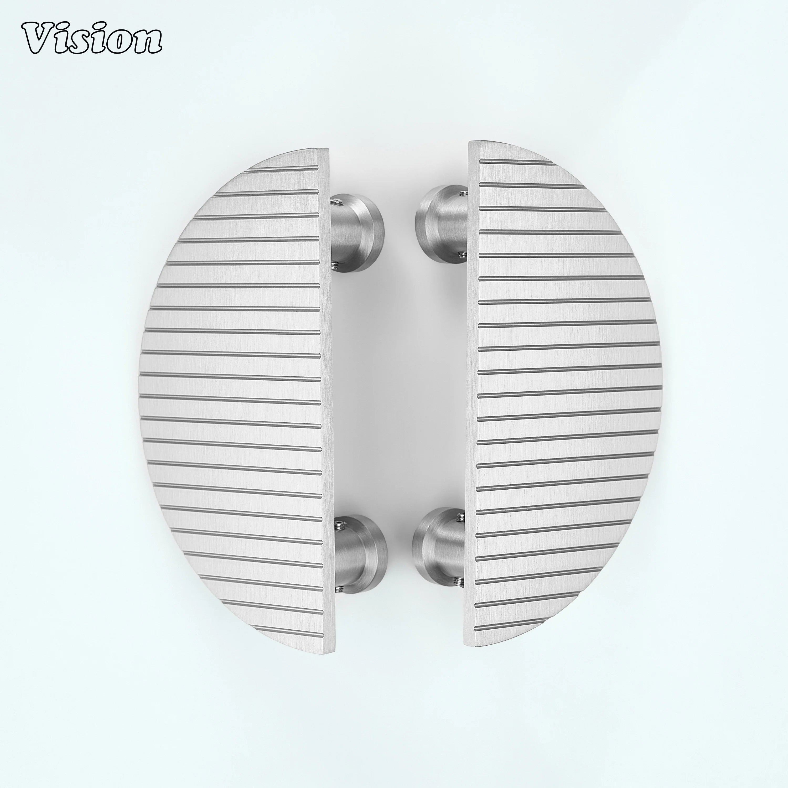 Solid brass half moon door handle in Silver finish for architectural interiors