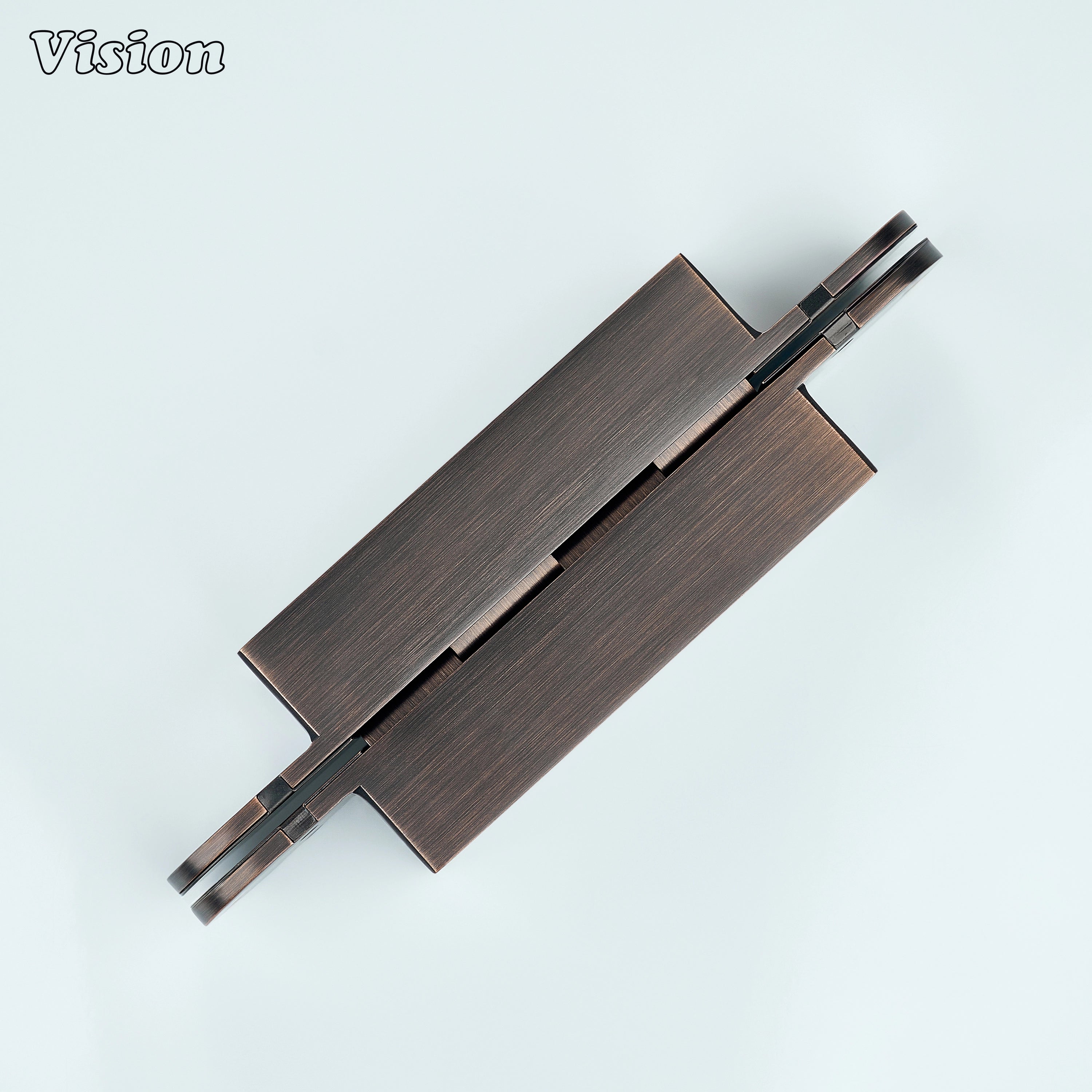 Smoke Bronze concealed brass hinge featuring a smooth pivot mechanism for hidden pantry doors, drawers and cabinetry