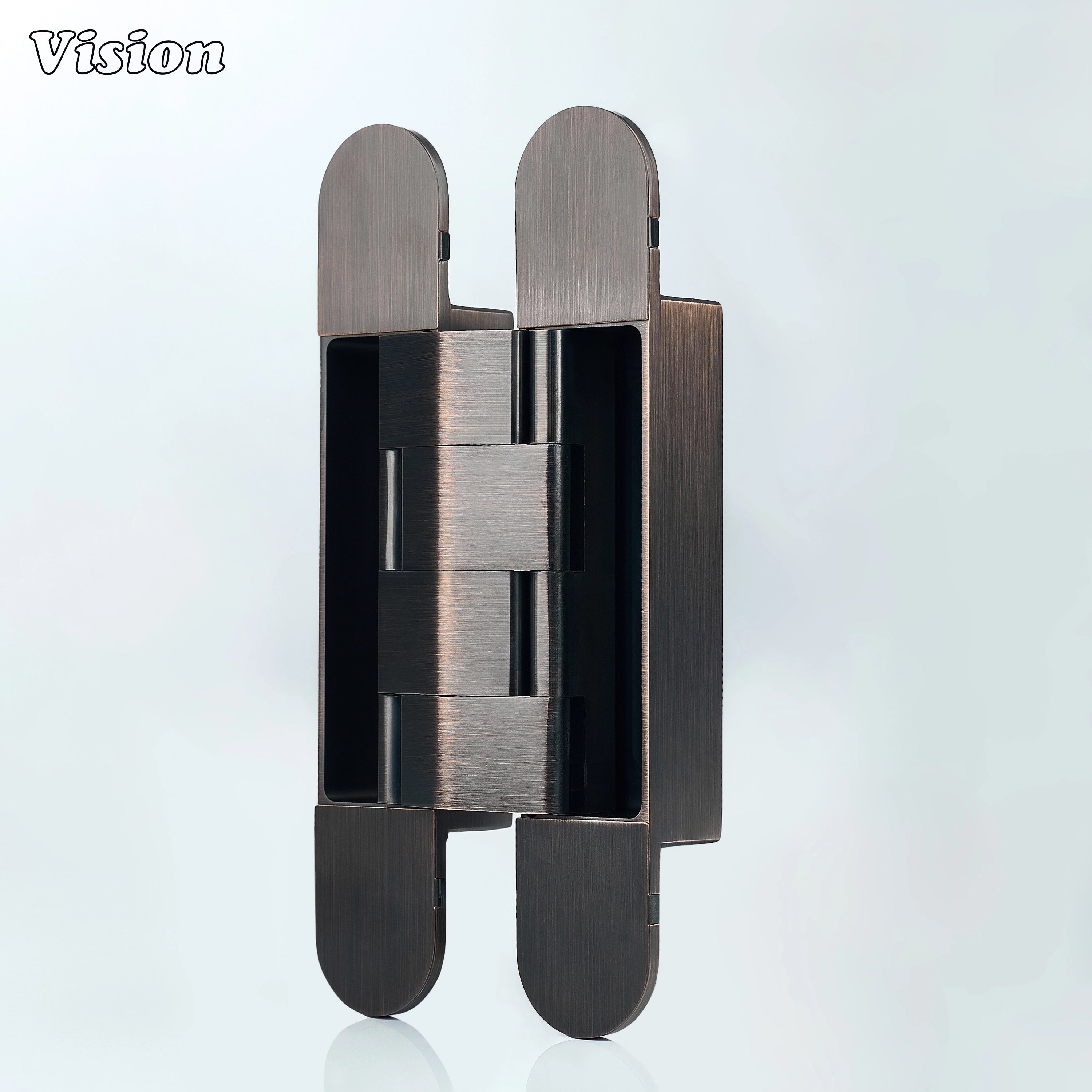 Smoke Bronze concealed hinge with integrated pivot construction for minimalist cabinets, wardrobes and custom millwork